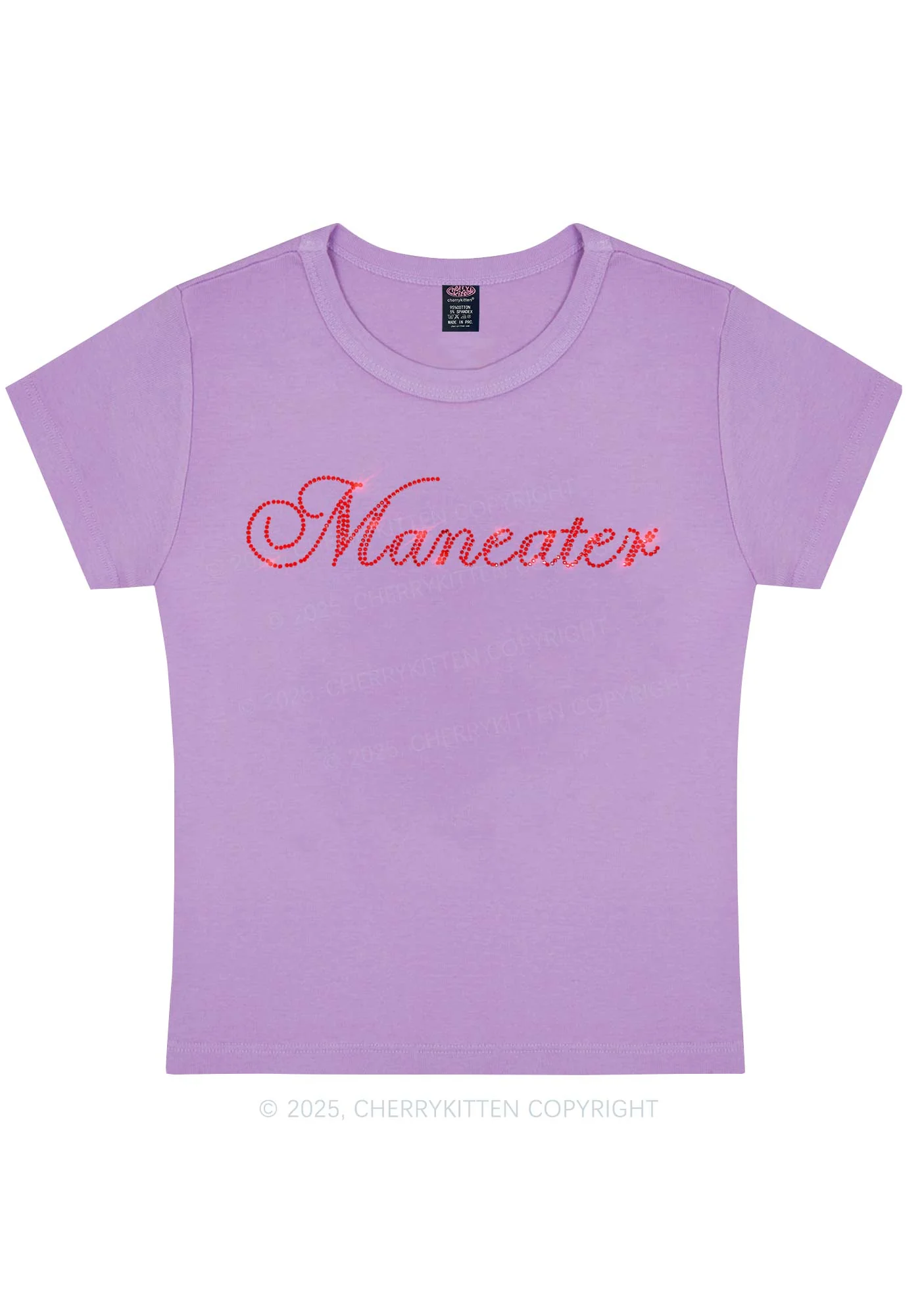 Curvy Rhinestone Maneater Y2K Baby Tee Cherrykitten - Image 4