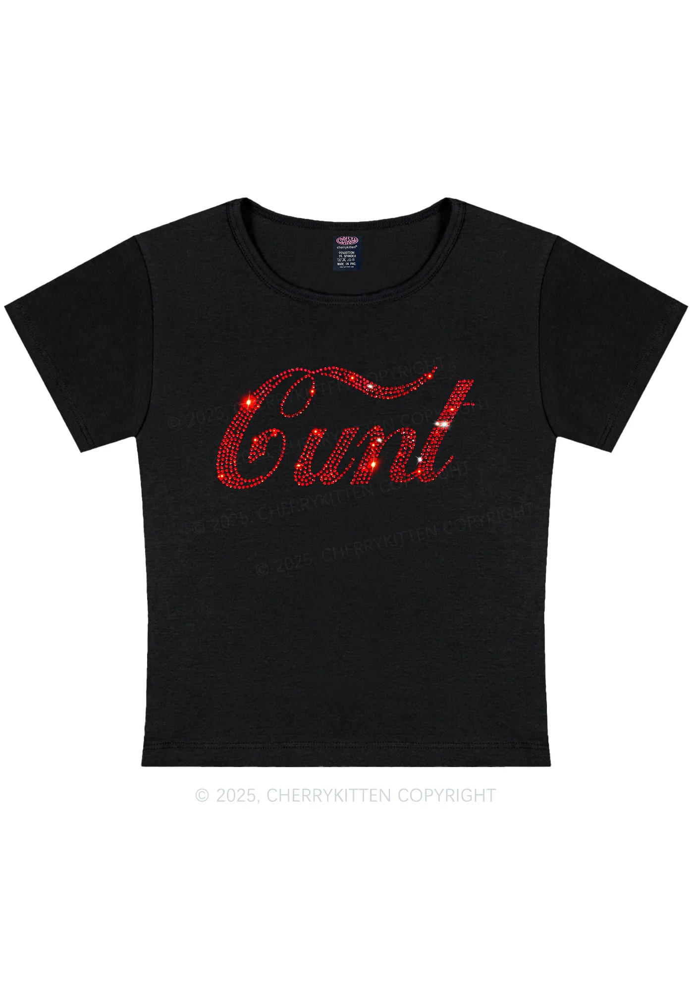 Curvy Rhinestone Special Cxxt Y2K Baby Tee Cherrykitten - Image 3