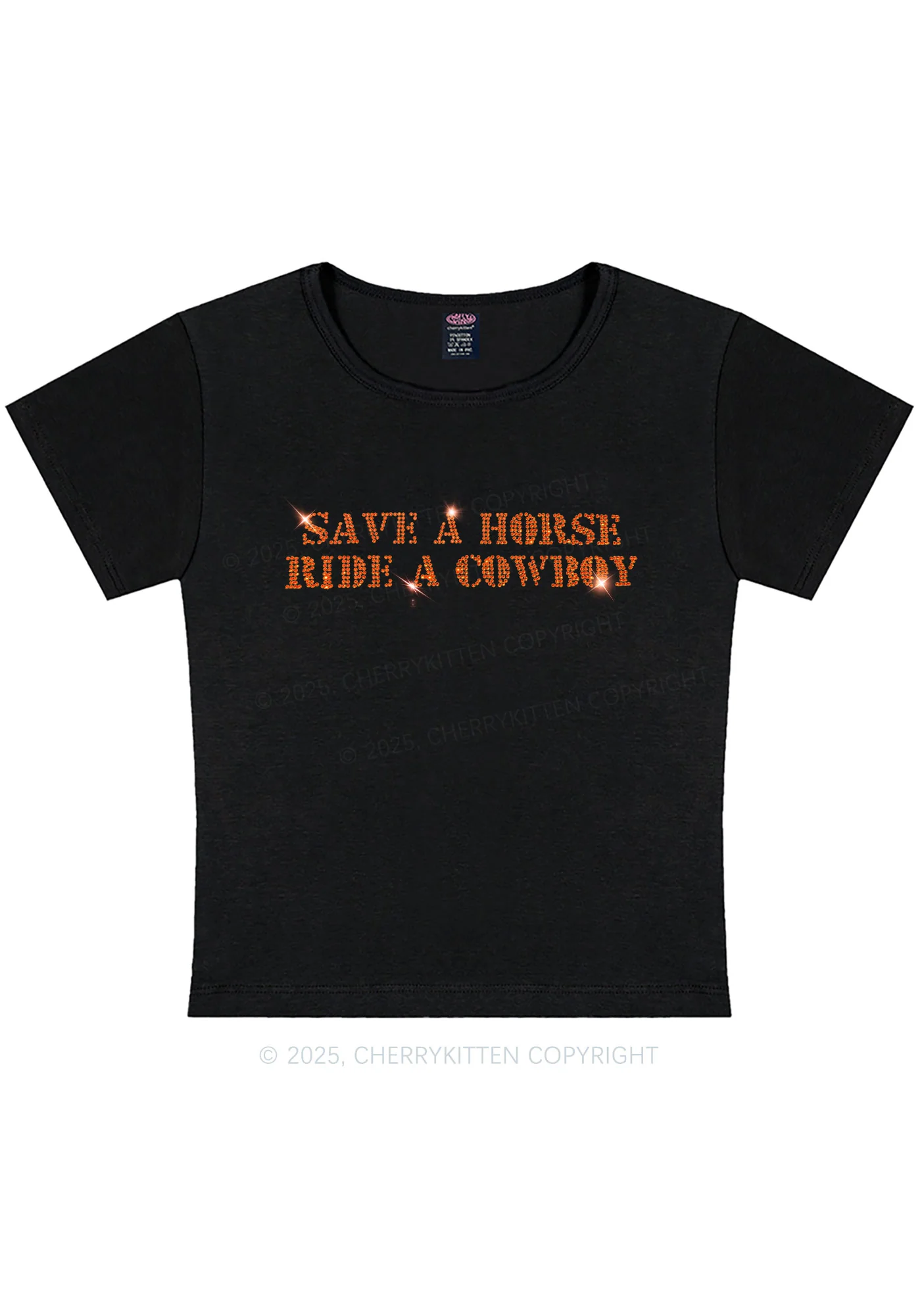Curvy Save A Horse Ride A Cowboy Y2K Baby Tee Cherrykitten - Image 2