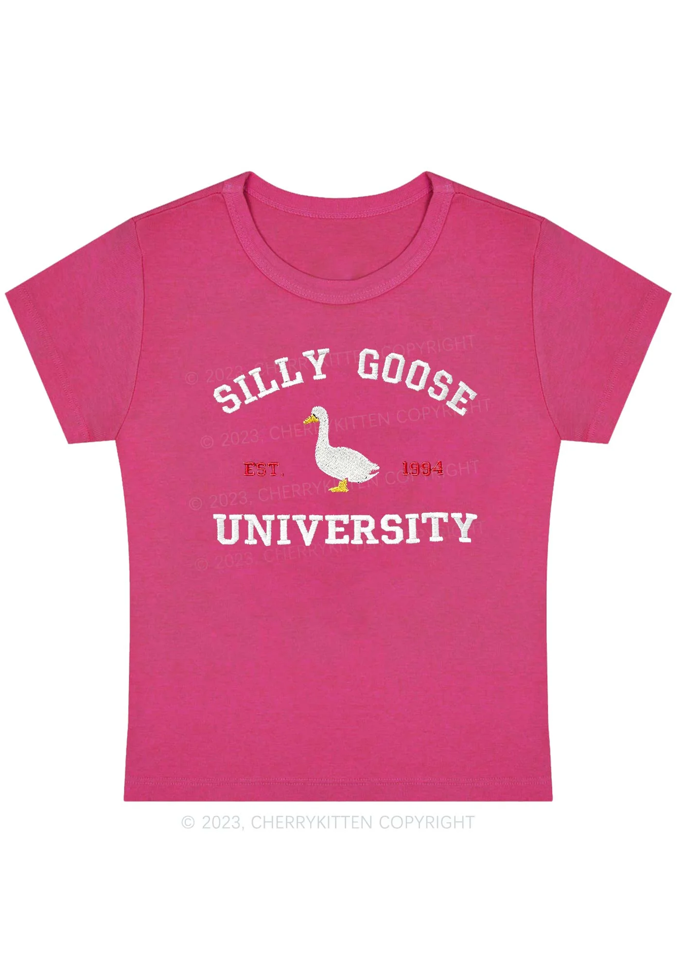 Curvy Silly Goose University EST 1994 Baby Tee Cherrykitten - Image 5