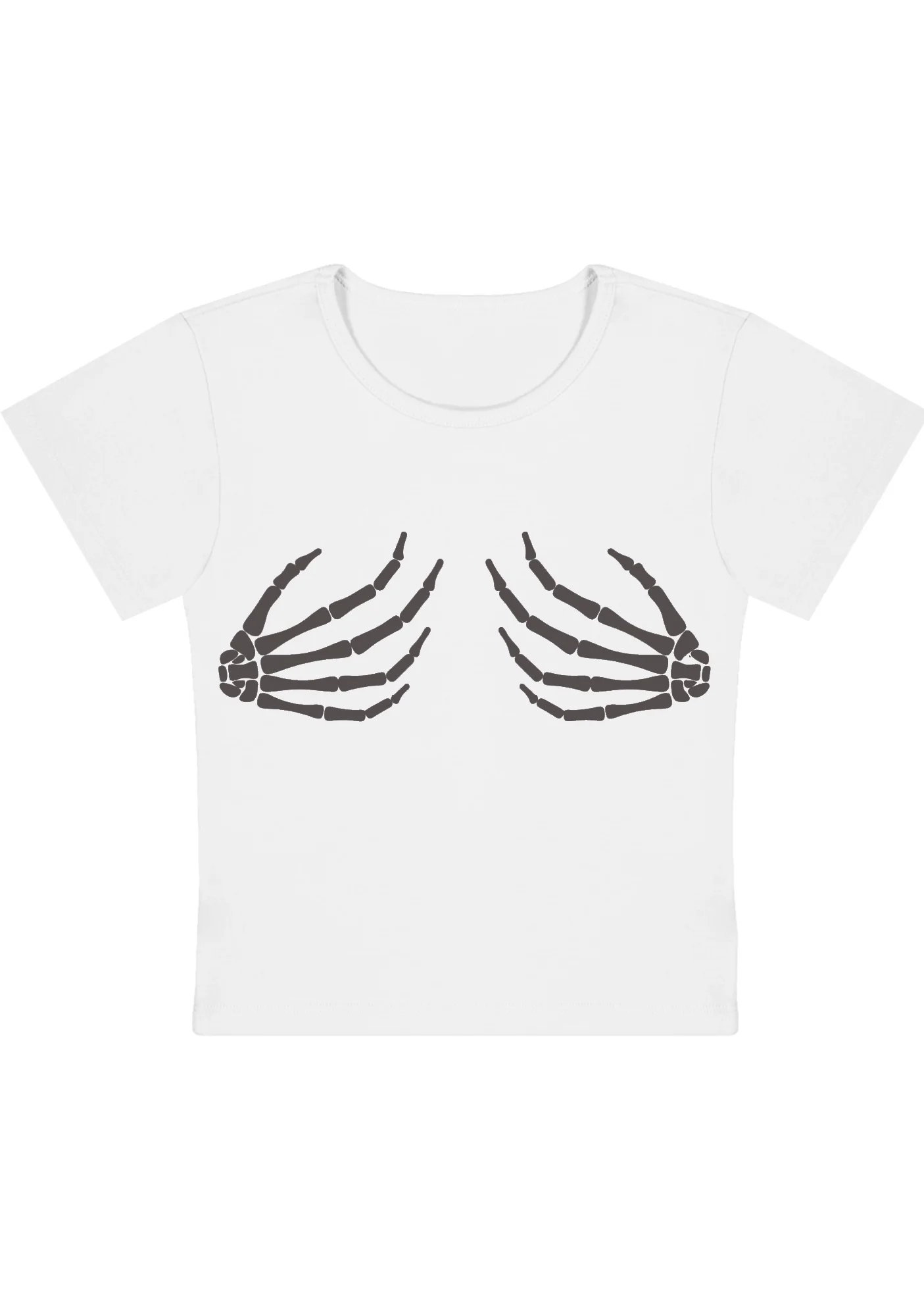Curvy Skeleton Hands Baby Tee - Image 3
