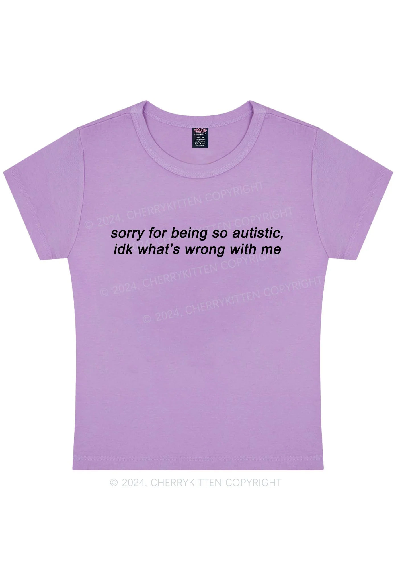 Curvy Sorry For Being Autistic Y2K Baby Tee Cherrykitten - Image 4