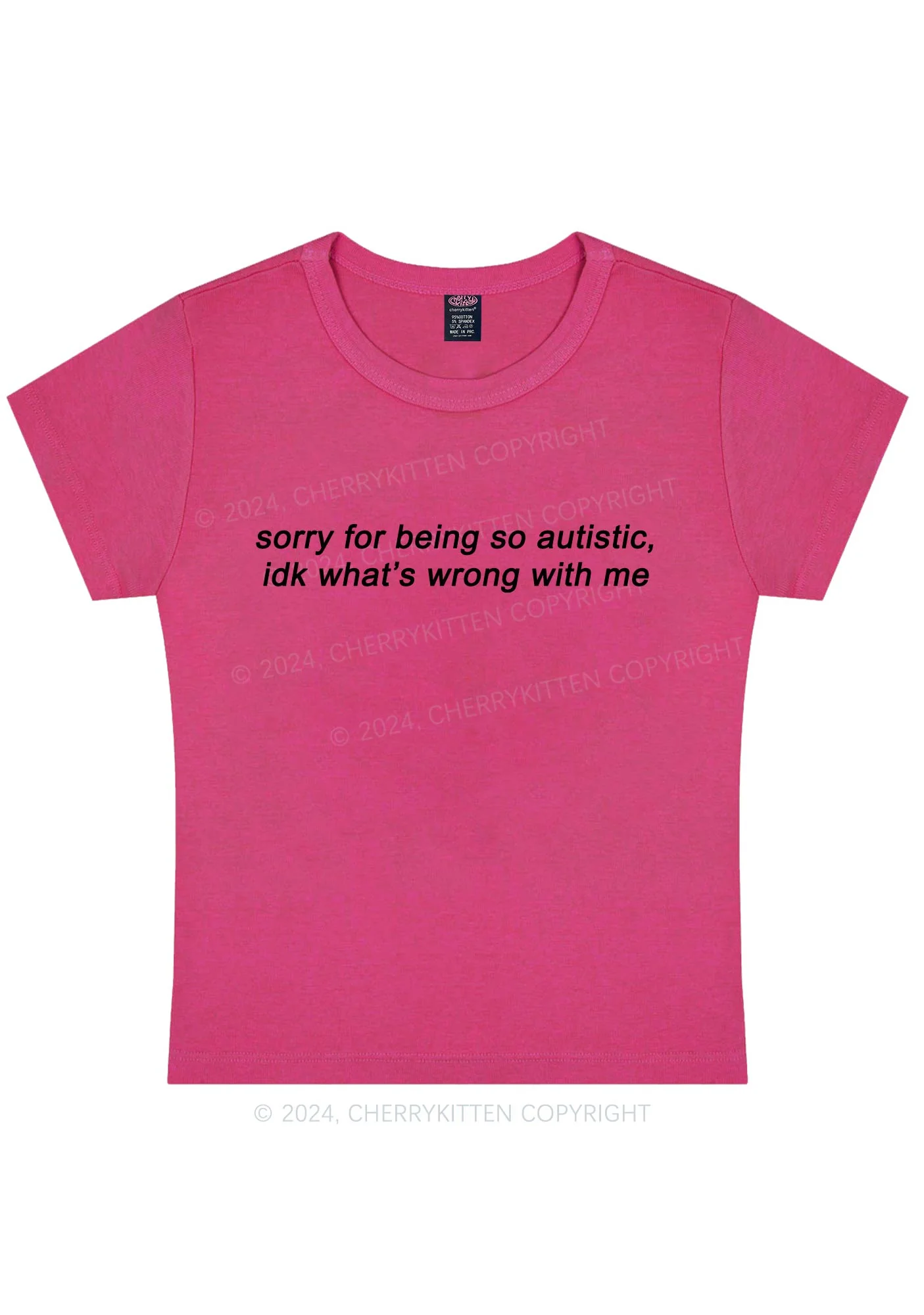 Curvy Sorry For Being Autistic Y2K Baby Tee Cherrykitten - Image 5