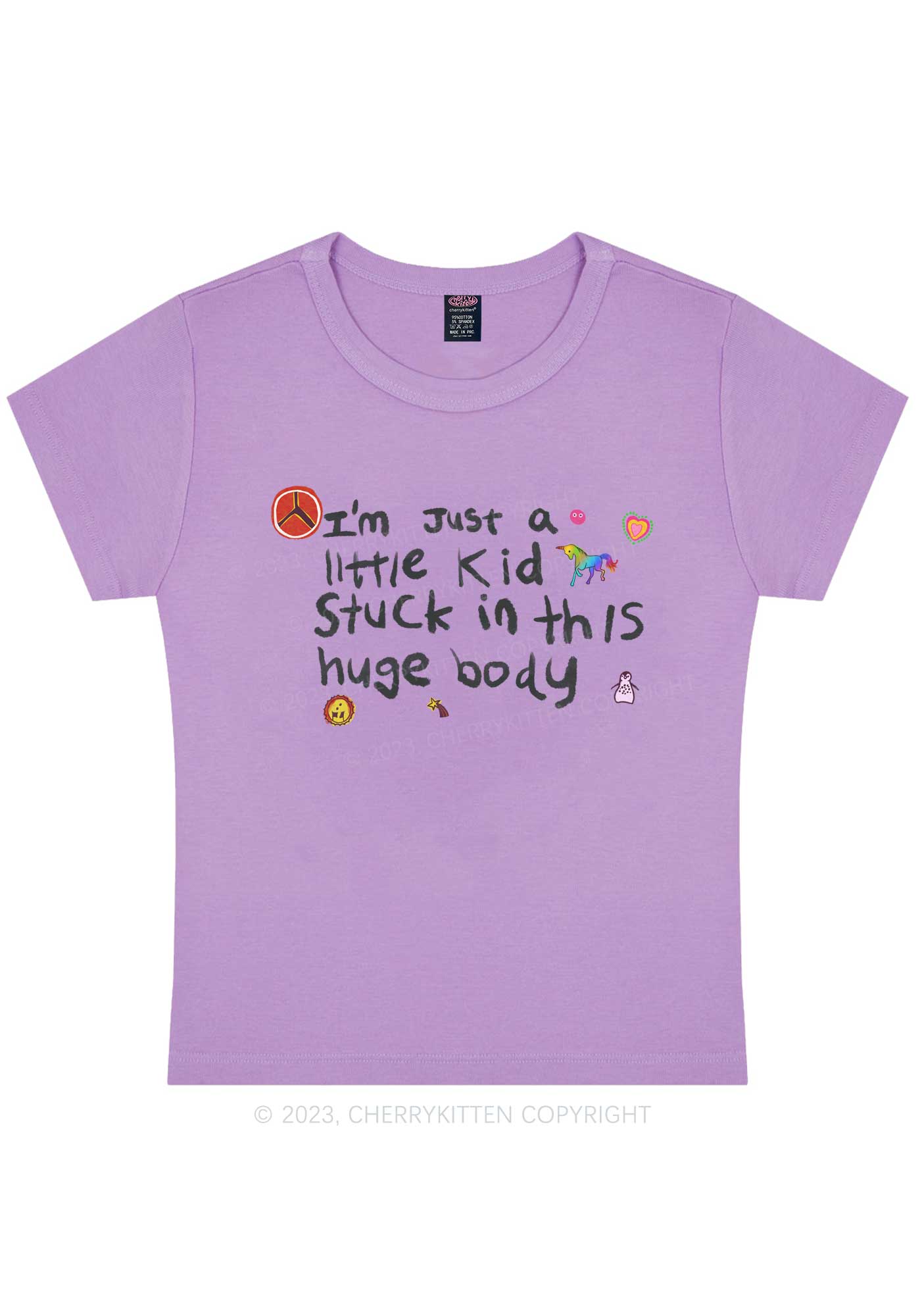 Curvy Stuck In Huge Body Y2K Baby Tee Cherrykitten - Image 4