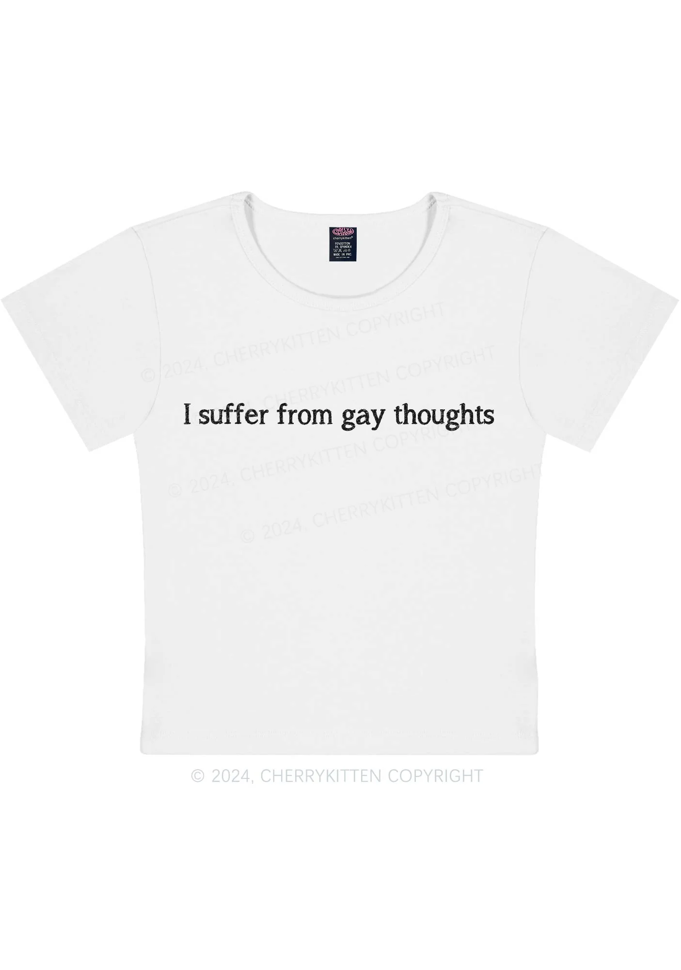 Curvy Suffer From Gay Thoughts Y2K Baby Tee Cherrykitten - Image 3