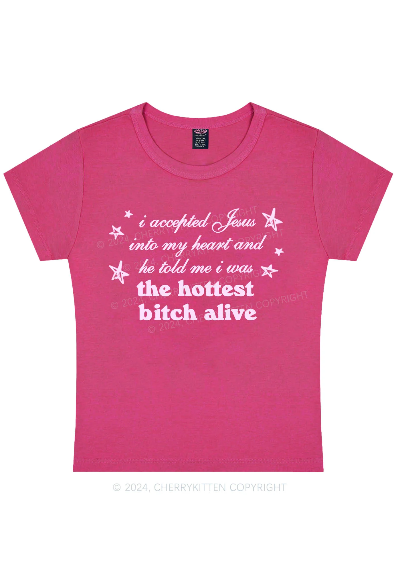 Curvy The Hottest Bxxch Y2K Baby Tee Cherrykitten - Image 5
