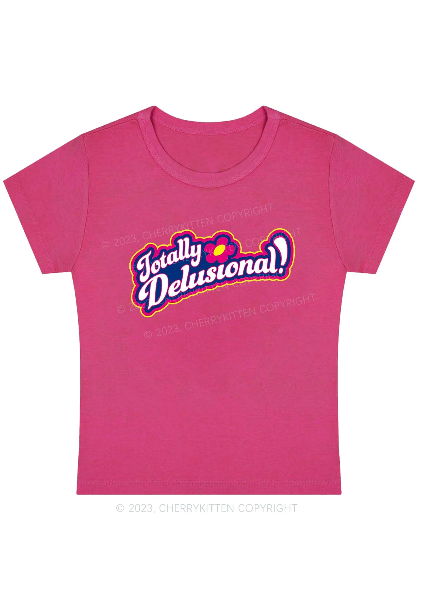 Curvy Totally Delusional Y2K Baby Tee Cherrykitten - Image 4