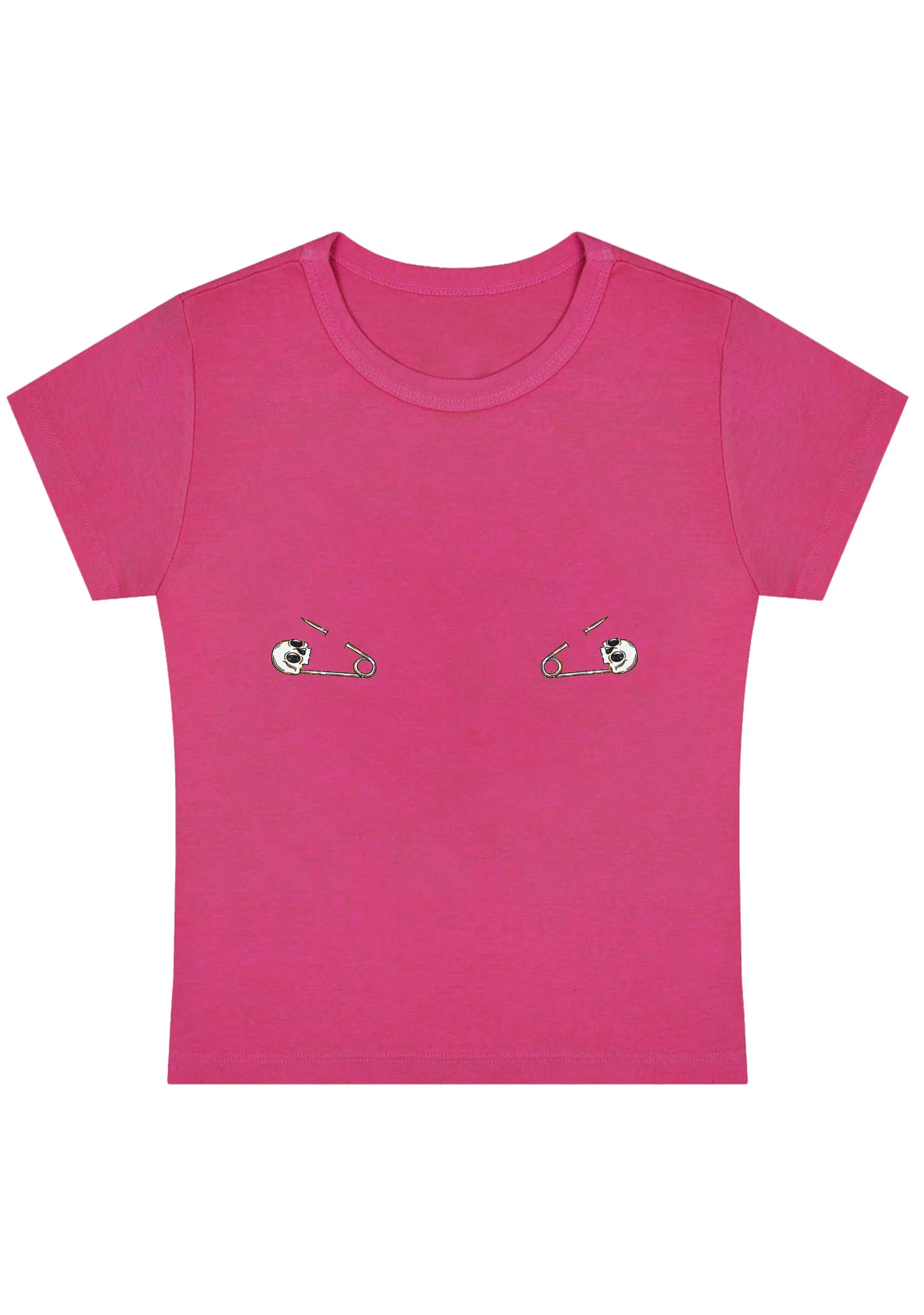 Curvy Vintage Skull Pin Baby Tee - Image 5