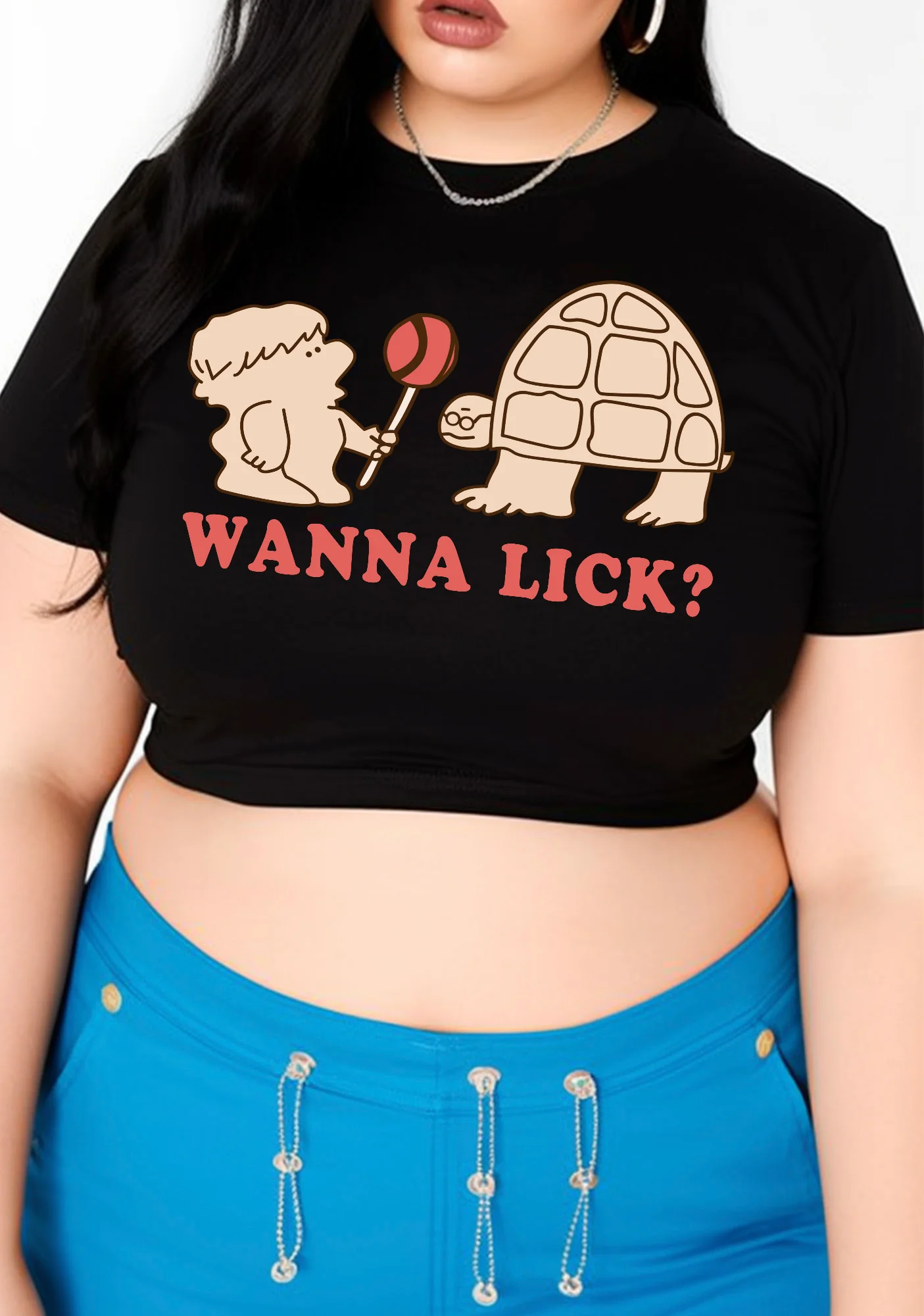 Curvy Wanna Lick Lollipop Baby Tee