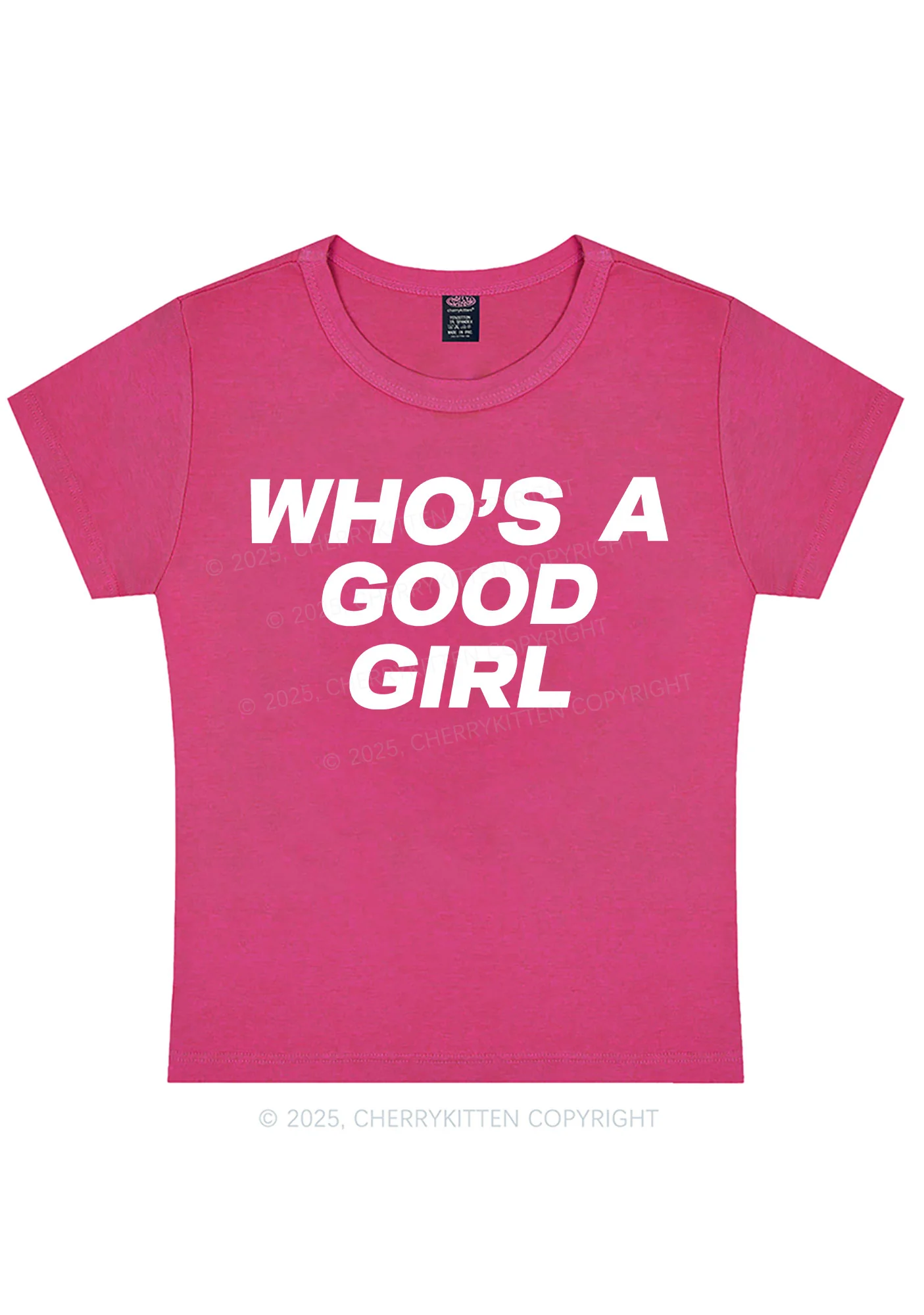 Curvy Whos A Good Girl Y2K Baby Tee Cherrykitten - Image 2