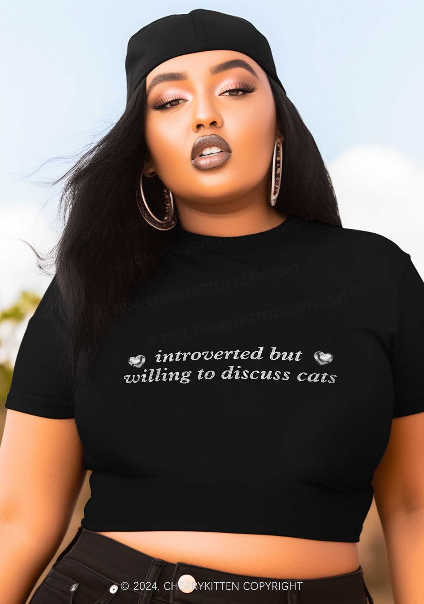 Curvy Willing To Discuss Cats Y2K Baby Tee Cherrykitten
