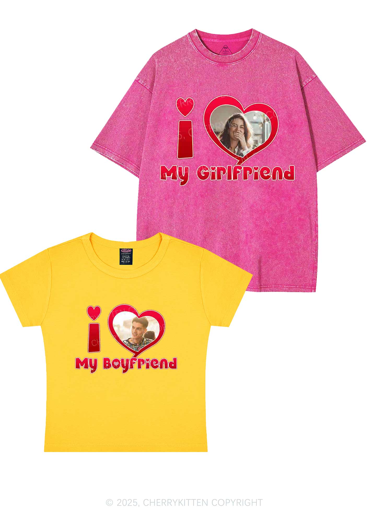 Custom BF GF Red Heart Y2K Valentine's Day Couple Shirt Cherrykitten - Image 10