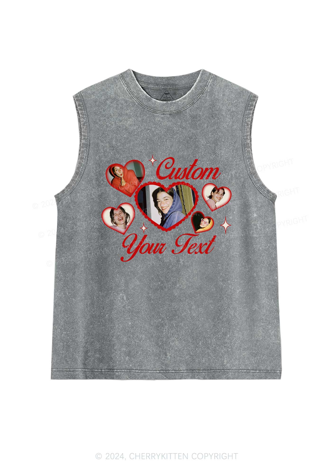 Custom Boyfriend Photos Y2K Valentine's Day Washed Tank Cherrykitten - Image 7
