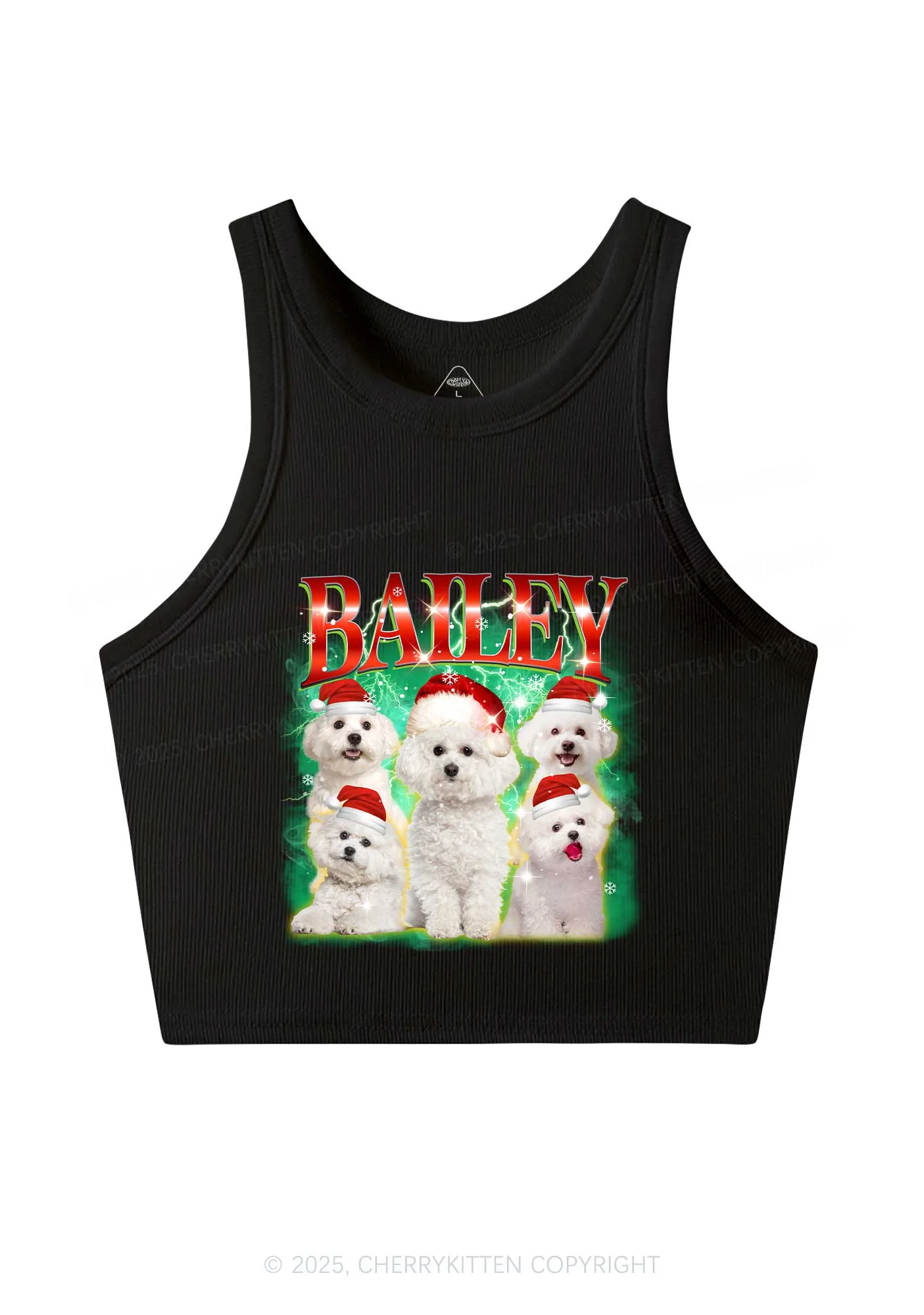 Custom Christmas Puppy Y2K Crop Tank Top Cherrykitten