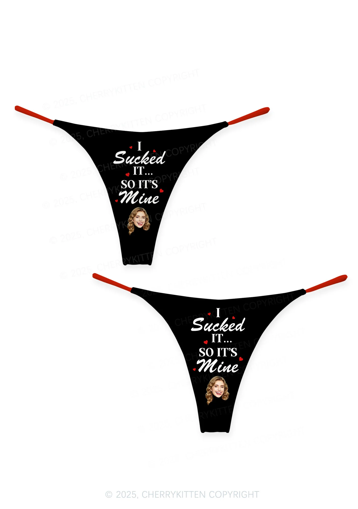 Custom Face I Sucked It Valentine's Day Y2K Print Couples Thong Set Cherrykitten