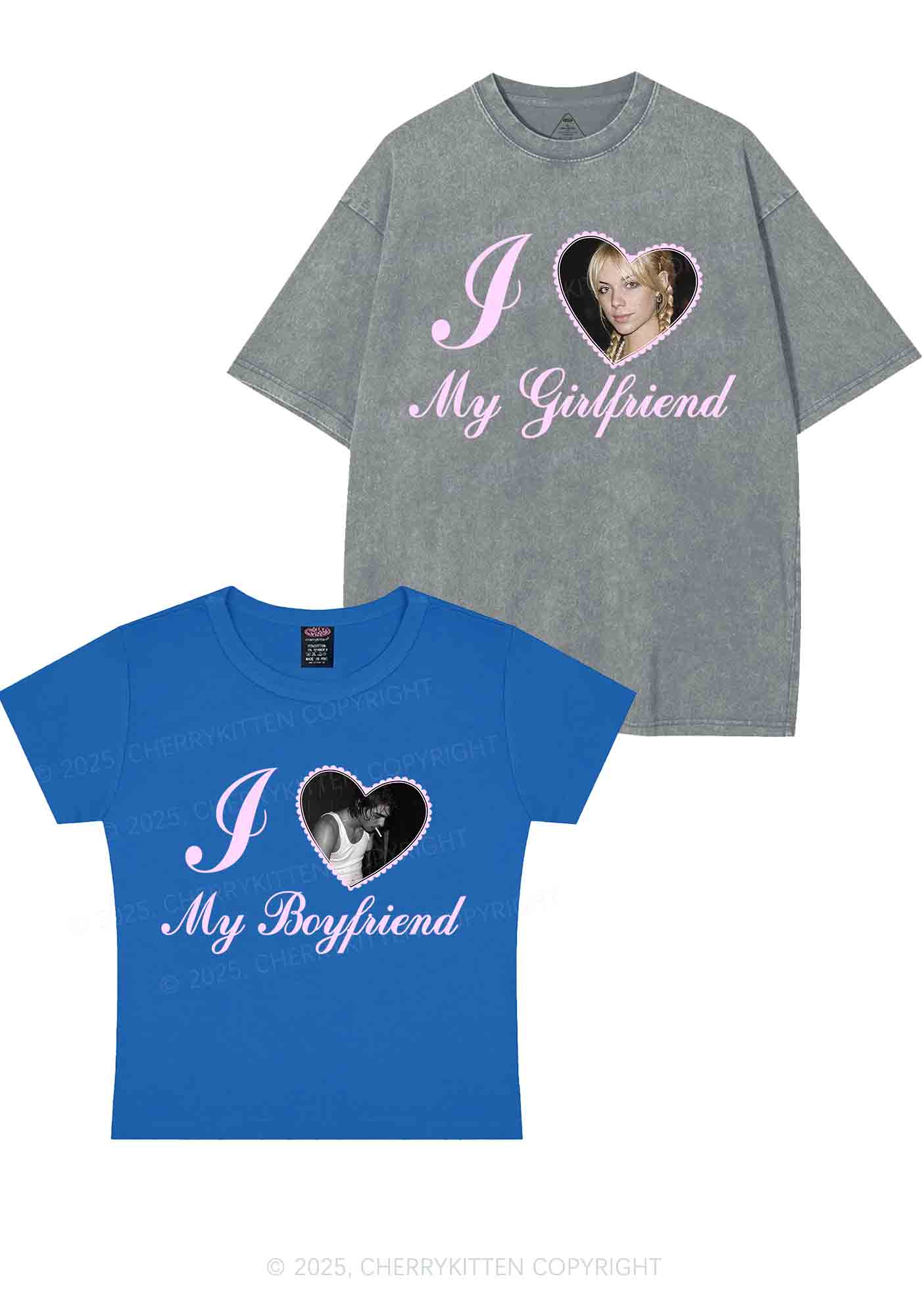 Custom Heart My BF GF Y2K Valentine's Day Couple Shirt Cherrykitten - Image 11