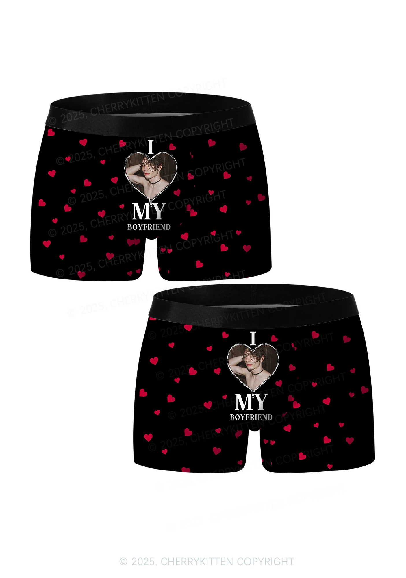 Custom I Love My GF BF Valentine's Day Y2K Print Couples Boxer Briefs Set Cherrykitten