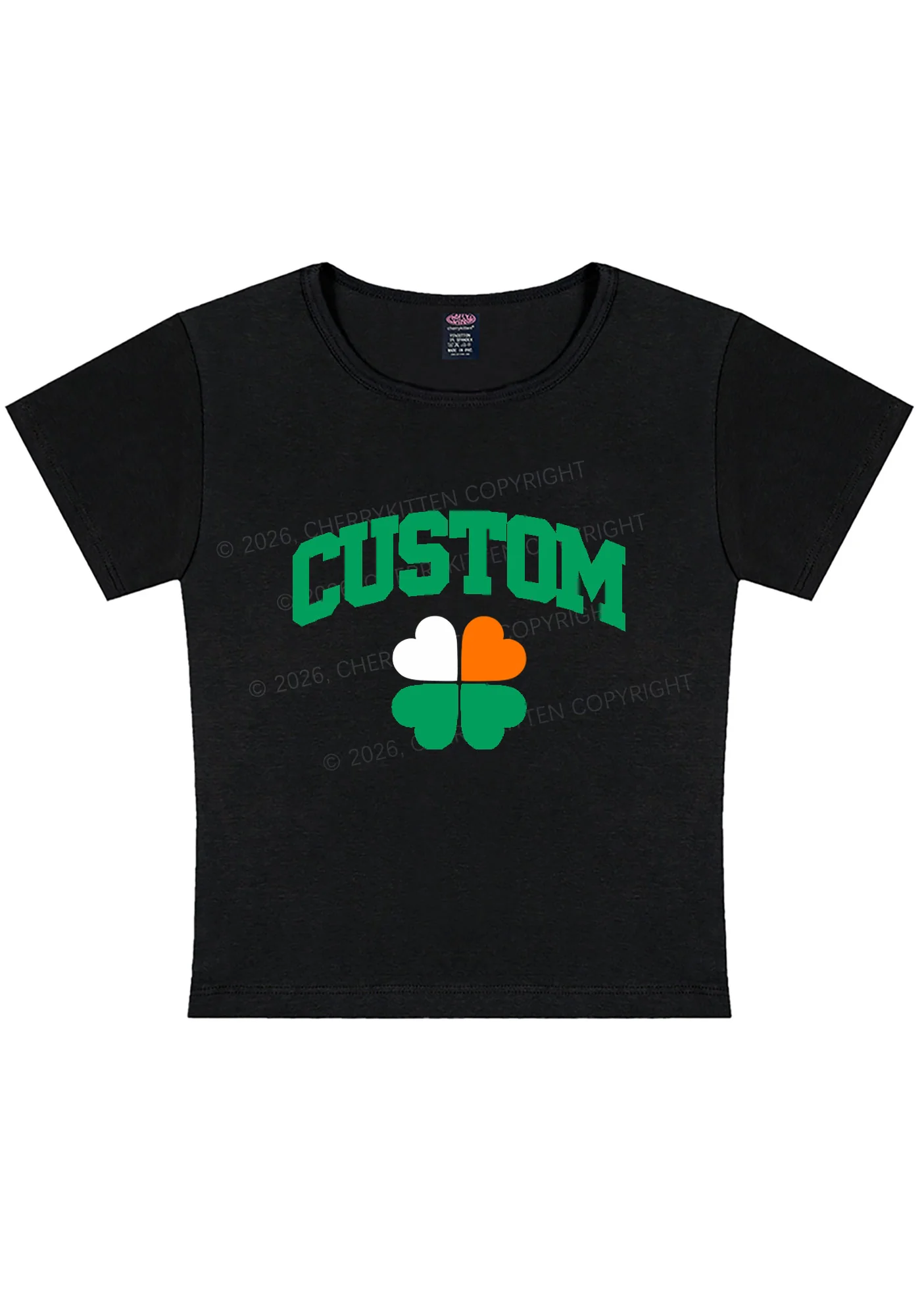 Custom Irish Luck Shamrock St Patricks Y2K Baby Tee Cherrykitten