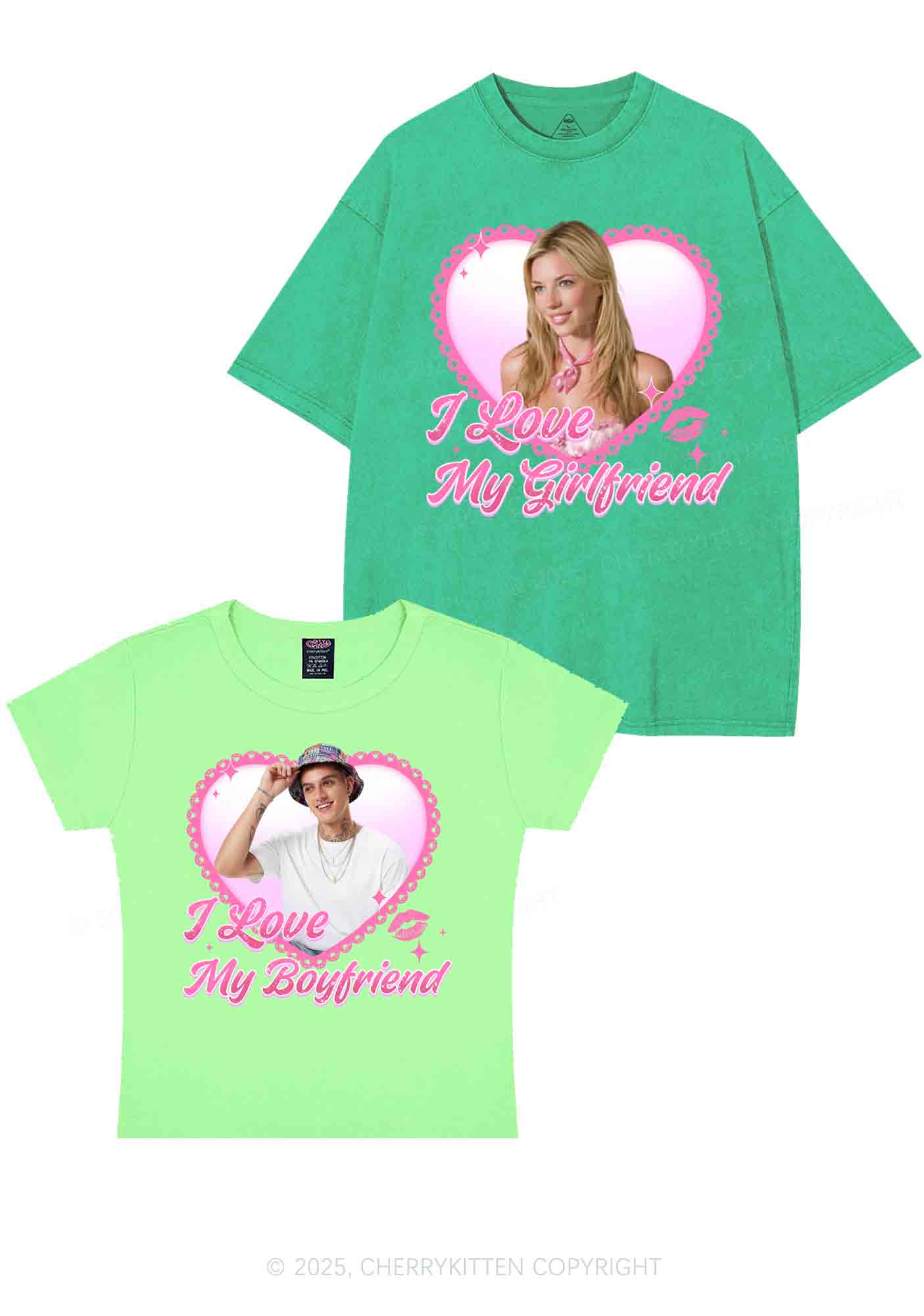 Custom Love My GF BF Photo Y2K Valentine's Day Couple Shirt Cherrykitten - Image 13