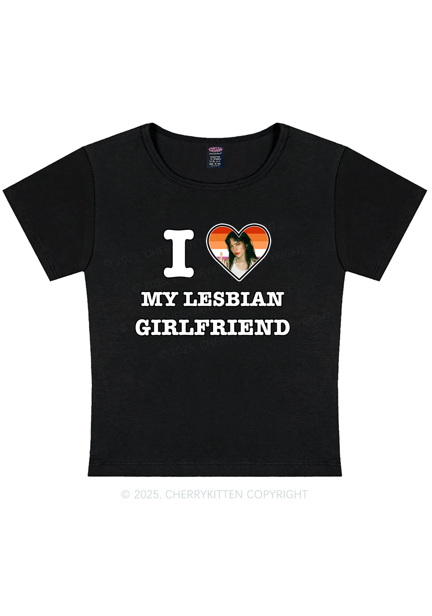 Custom My Lesbian GF Pride Y2K Baby Tee Cherrykitten