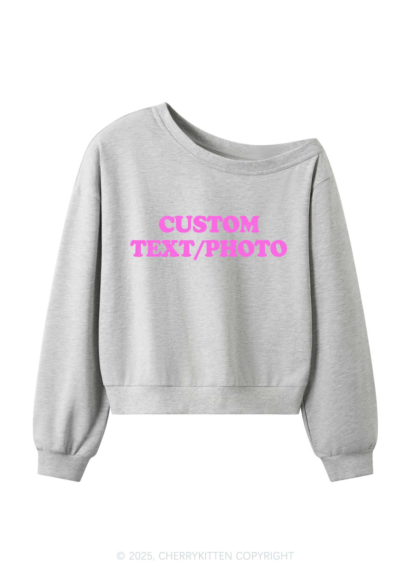 Custom Personalized Text Y2K Off Shoulder Sweatshirts Cherrykitten - Image 5