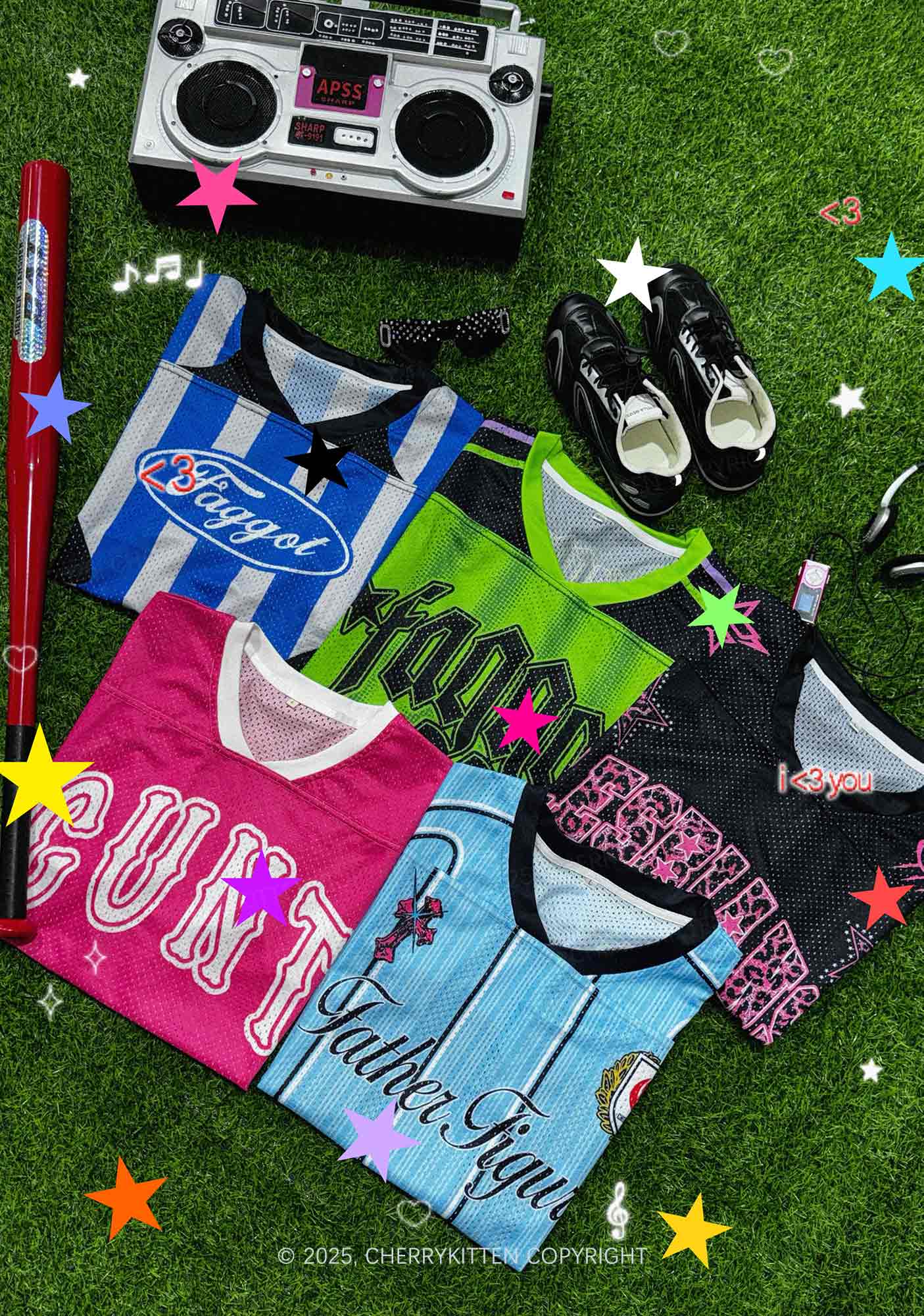 Custom Faggot Stars Pride Y2K Sport Jersey Shirts Cherrykitten - Image 3