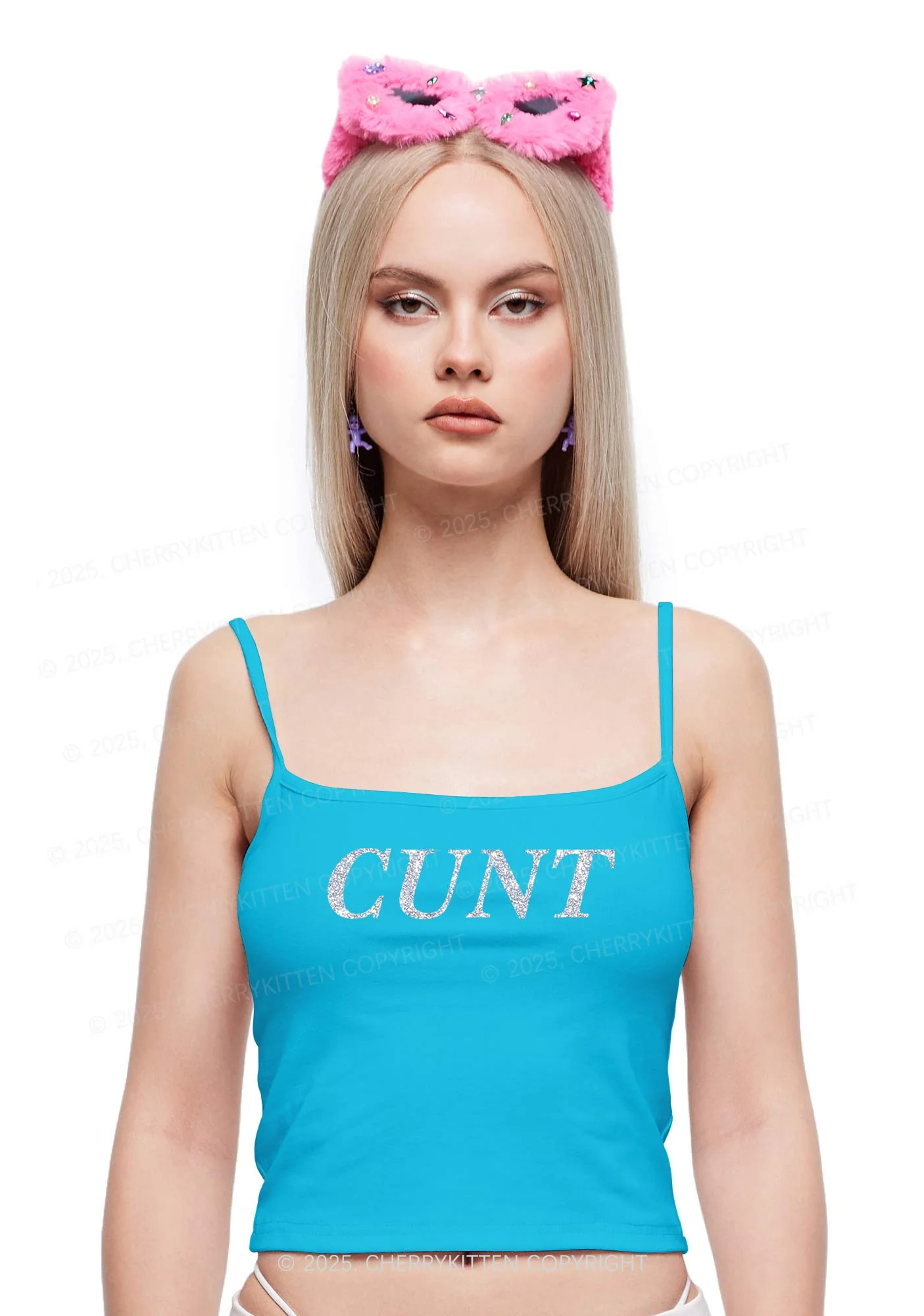 Custom Text Glitter Y2K Spaghetti Strap Cami Cherrykitten - Image 5