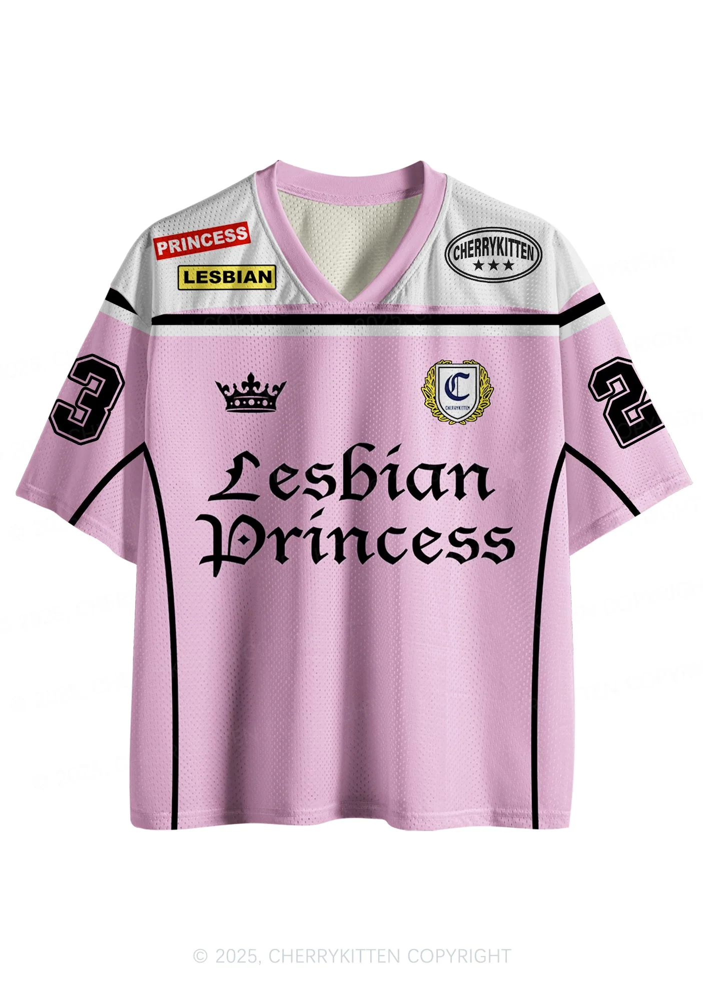Custom White Lesbian Princess Pride Y2K Sport Jersey Shirts Cherrykitten
