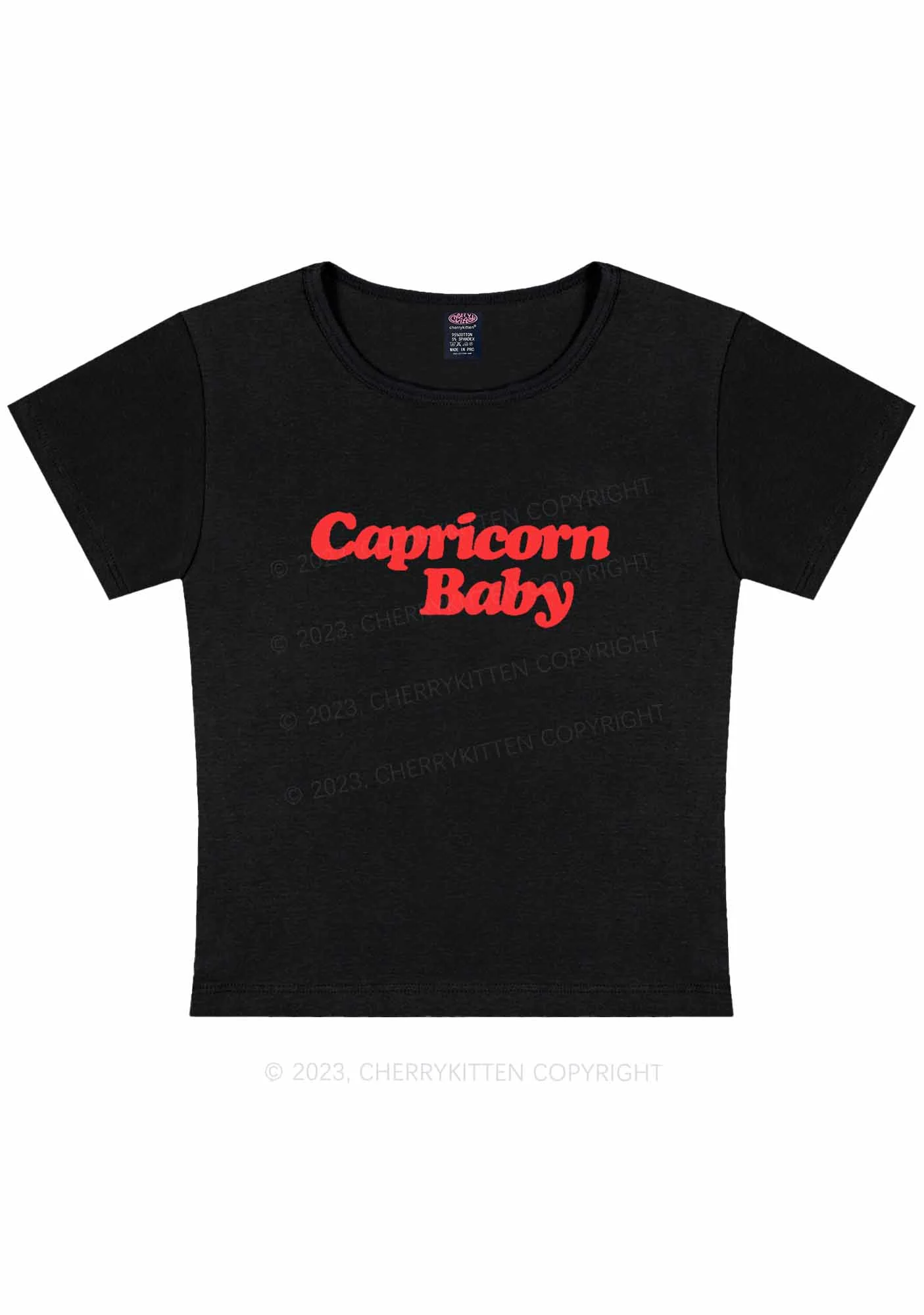 Custom Zodiac Baby Y2K Baby Tee Cherrykitten - Image 3