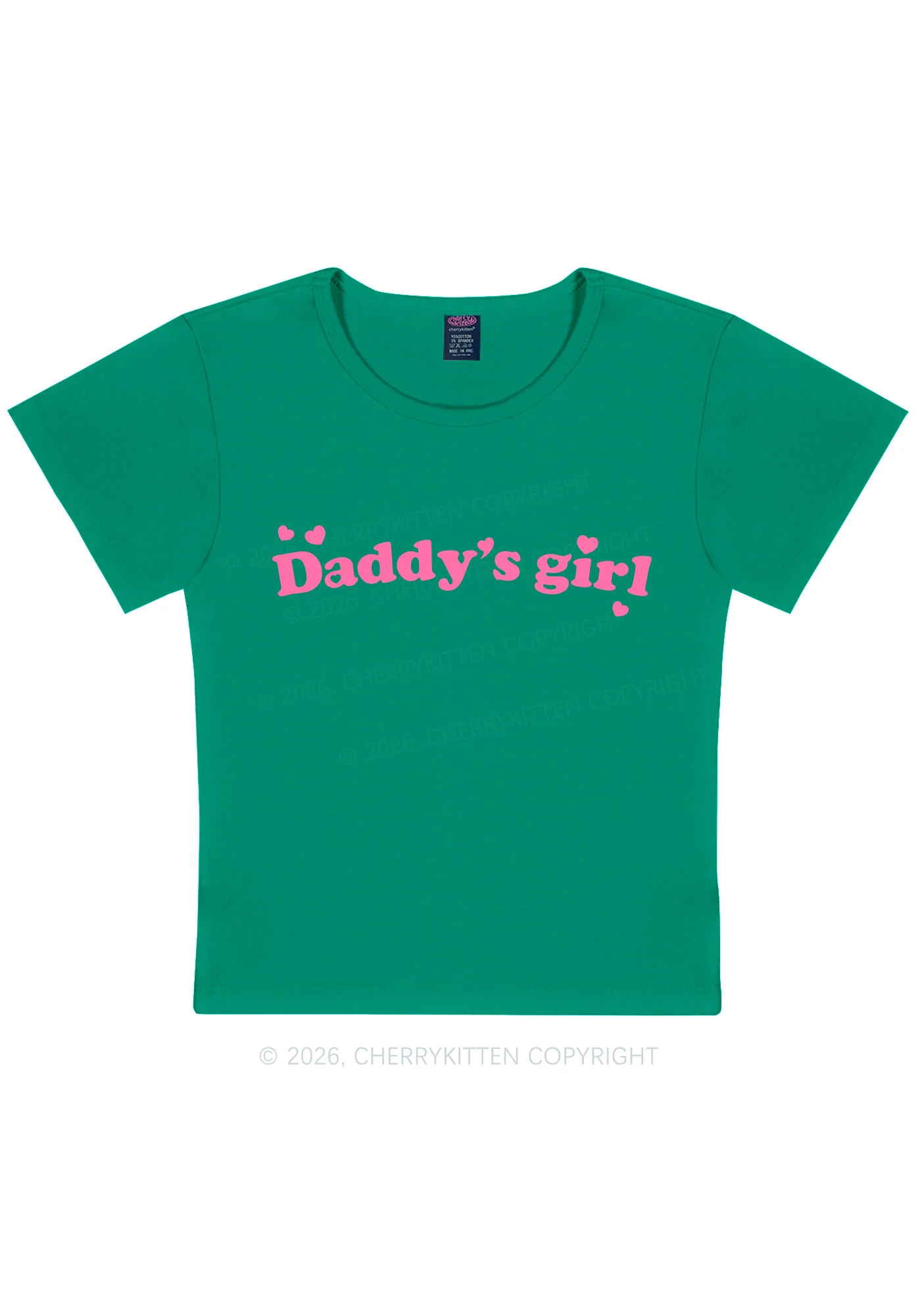 Daddys Girl Valentine's Day Y2K Baby Tee Cherrykitten - Image 12