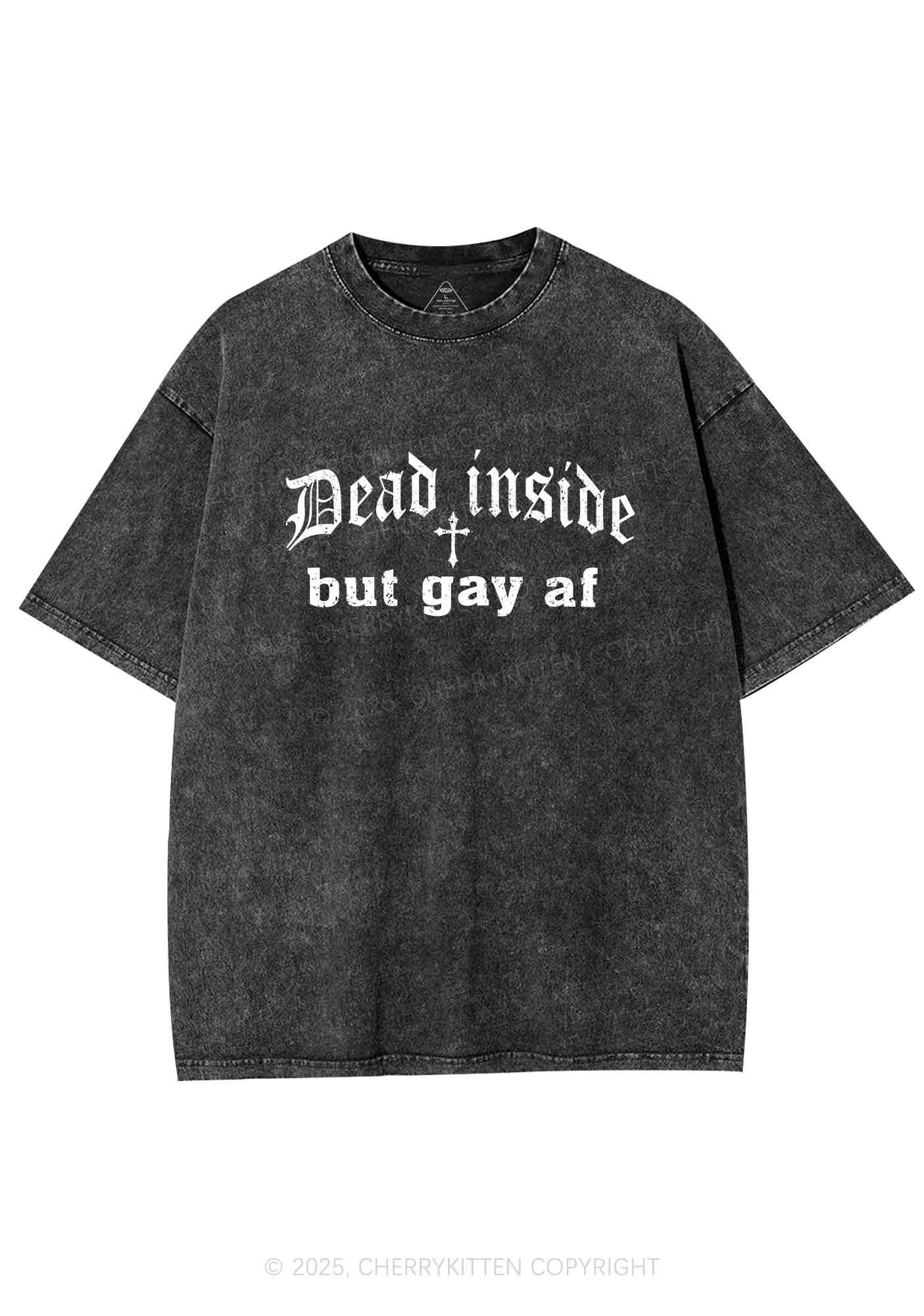 Dead Inside But Gay AF Pride Y2K Shirts Washed Tee Cherrykitten