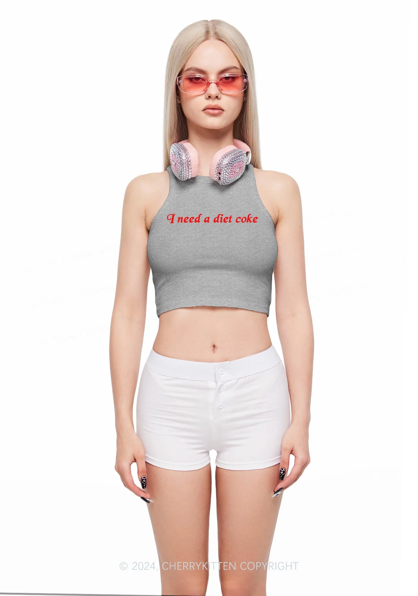 Diet Coke Y2K Crop Tank Top Cherrykitten - Image 2