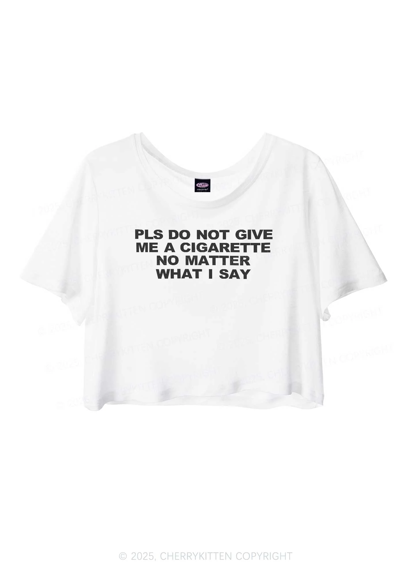 Don't Give Me Cigarette Y2K Sheer Crop Tee Cherrykitten
