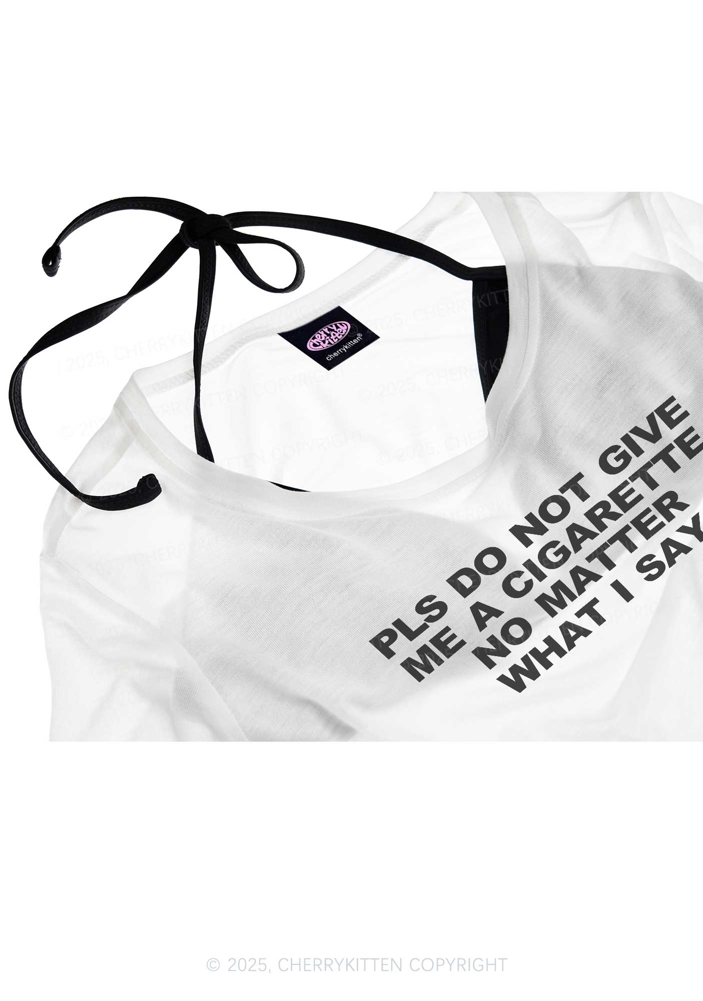 Don't Give Me Cigarette Y2K Sheer Crop Tee Cherrykitten - Image 4
