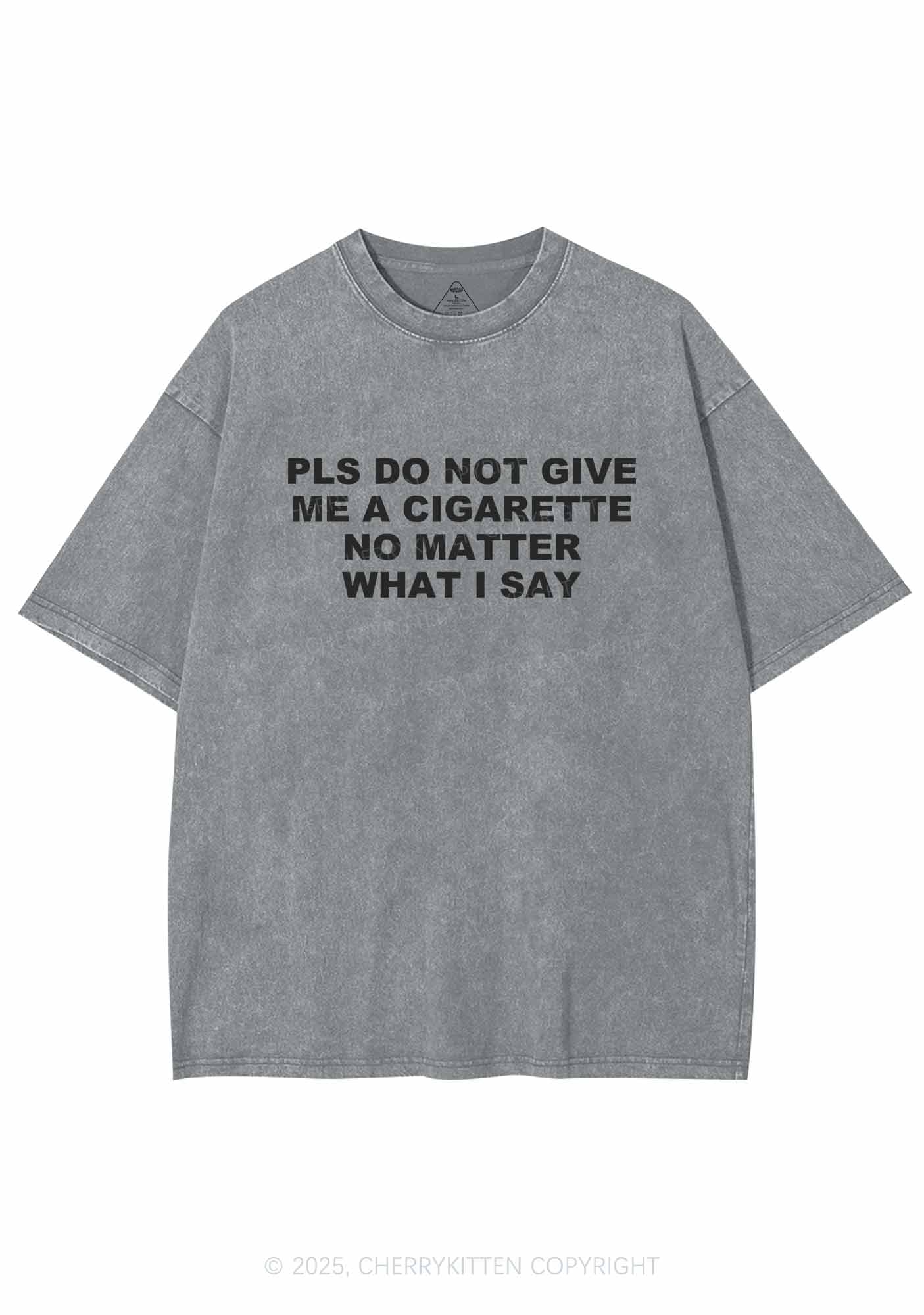 Don't Give Me Cigarette Y2K Washed Tee Cherrykitten - Image 7