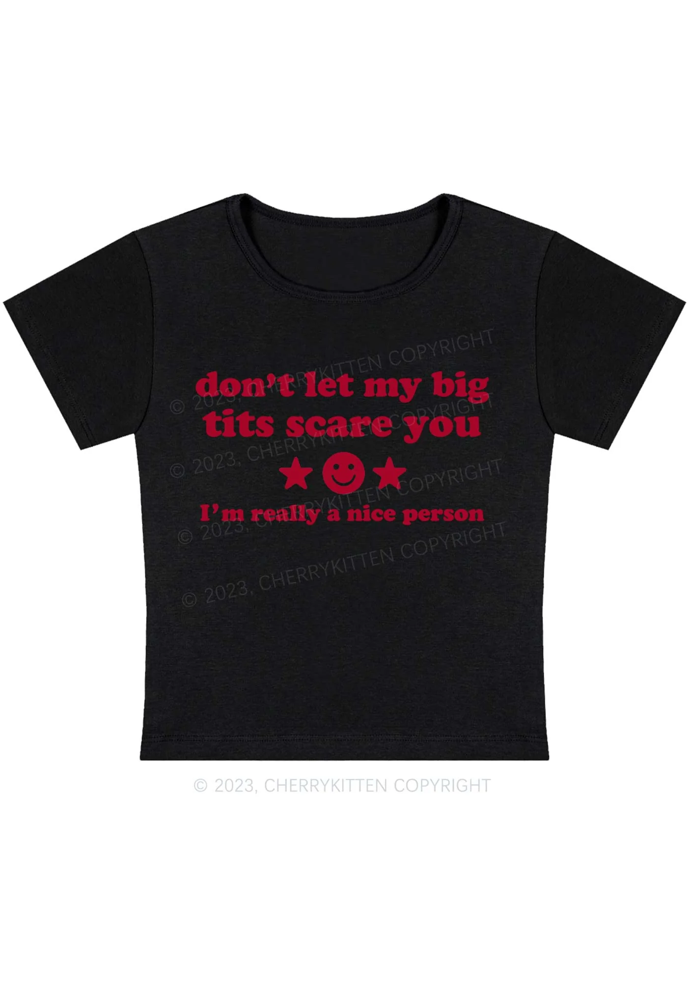 Don't Let My Big Txts Scare You Y2K Baby Tee Cherrykitten - Image 5