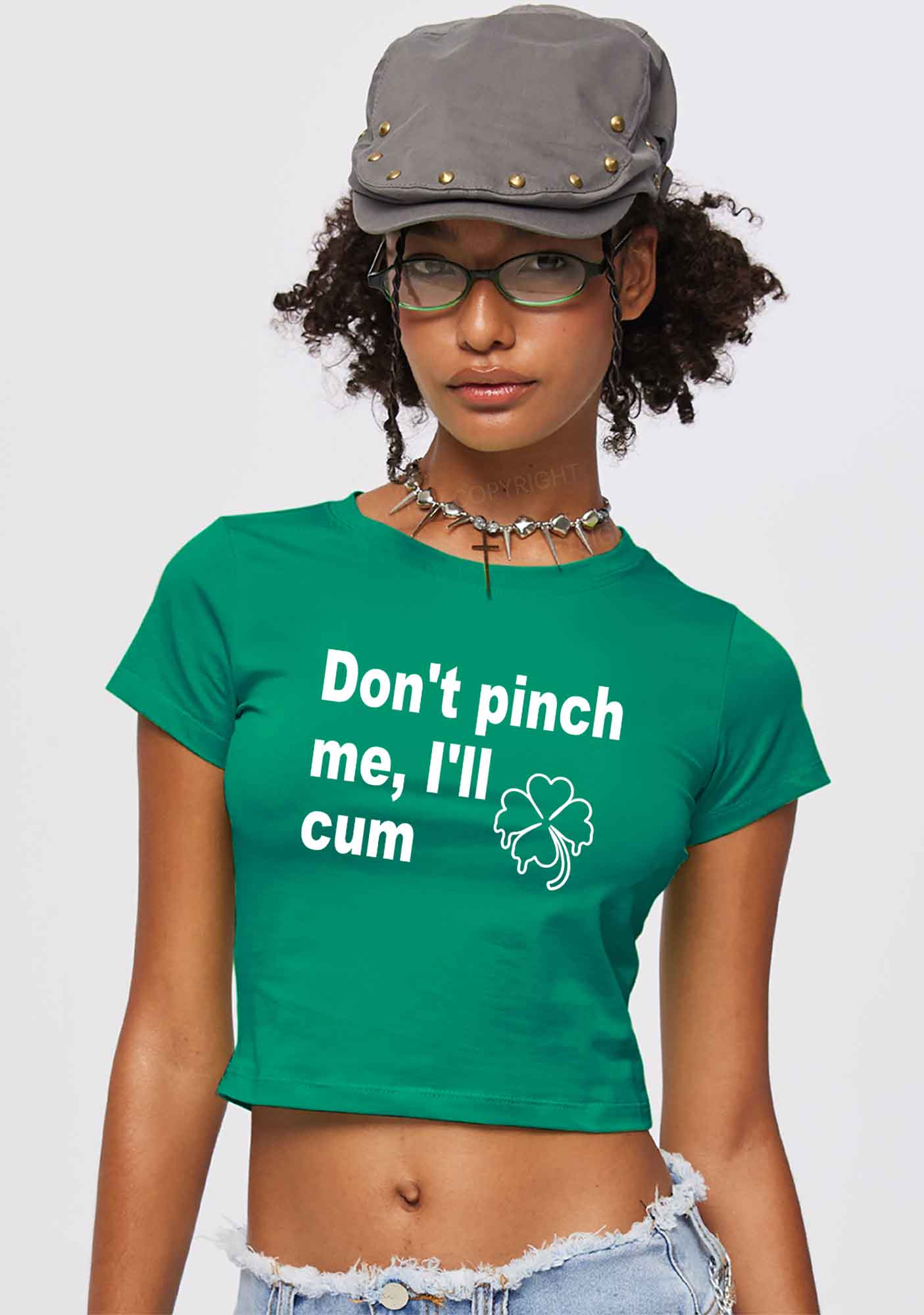 Dont Pinch Me St Patricks Y2K Baby Tee Cherrykitten - Image 2
