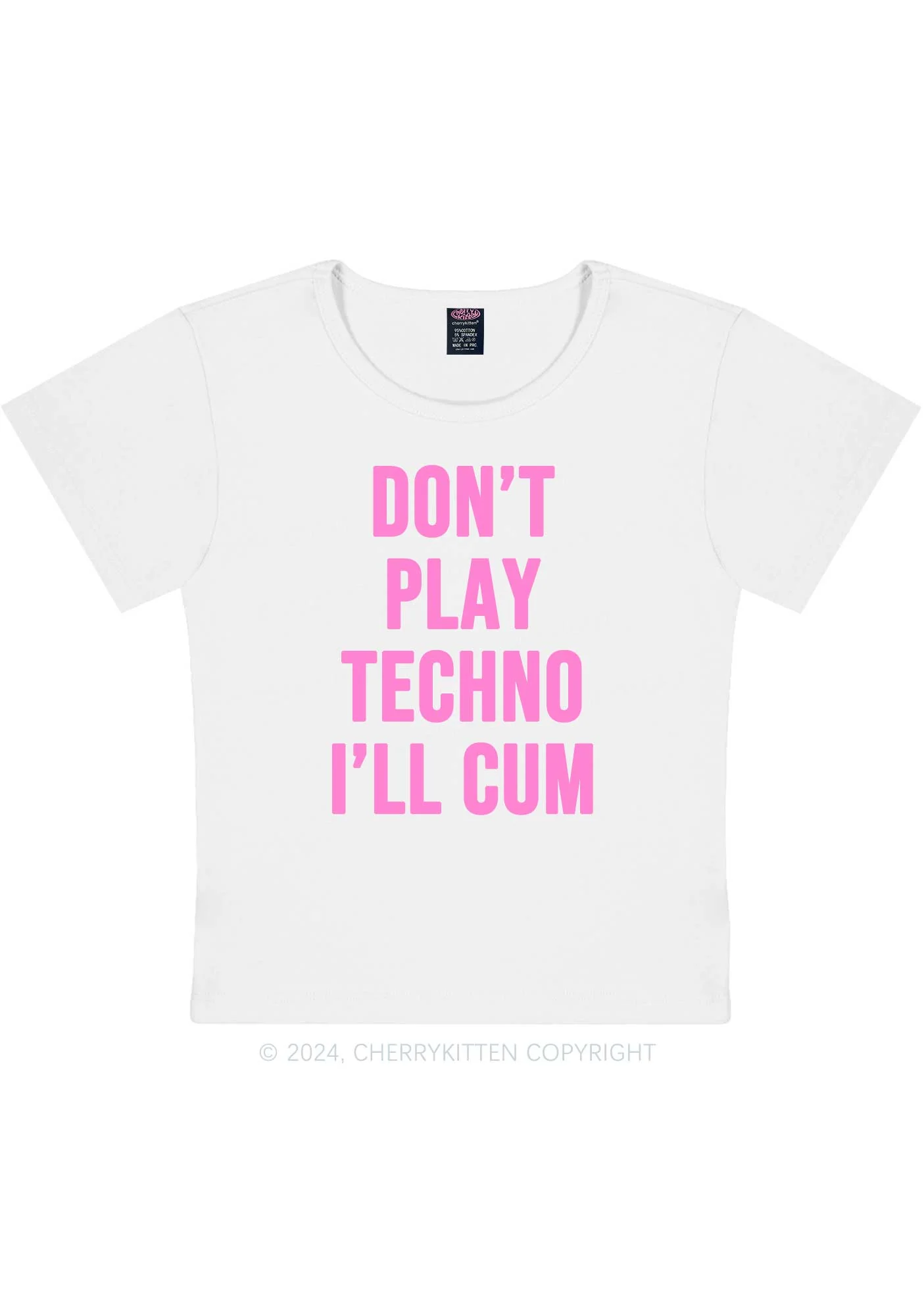 Don't Play Techno Y2K Baby Tee Cherrykitten - Image 3