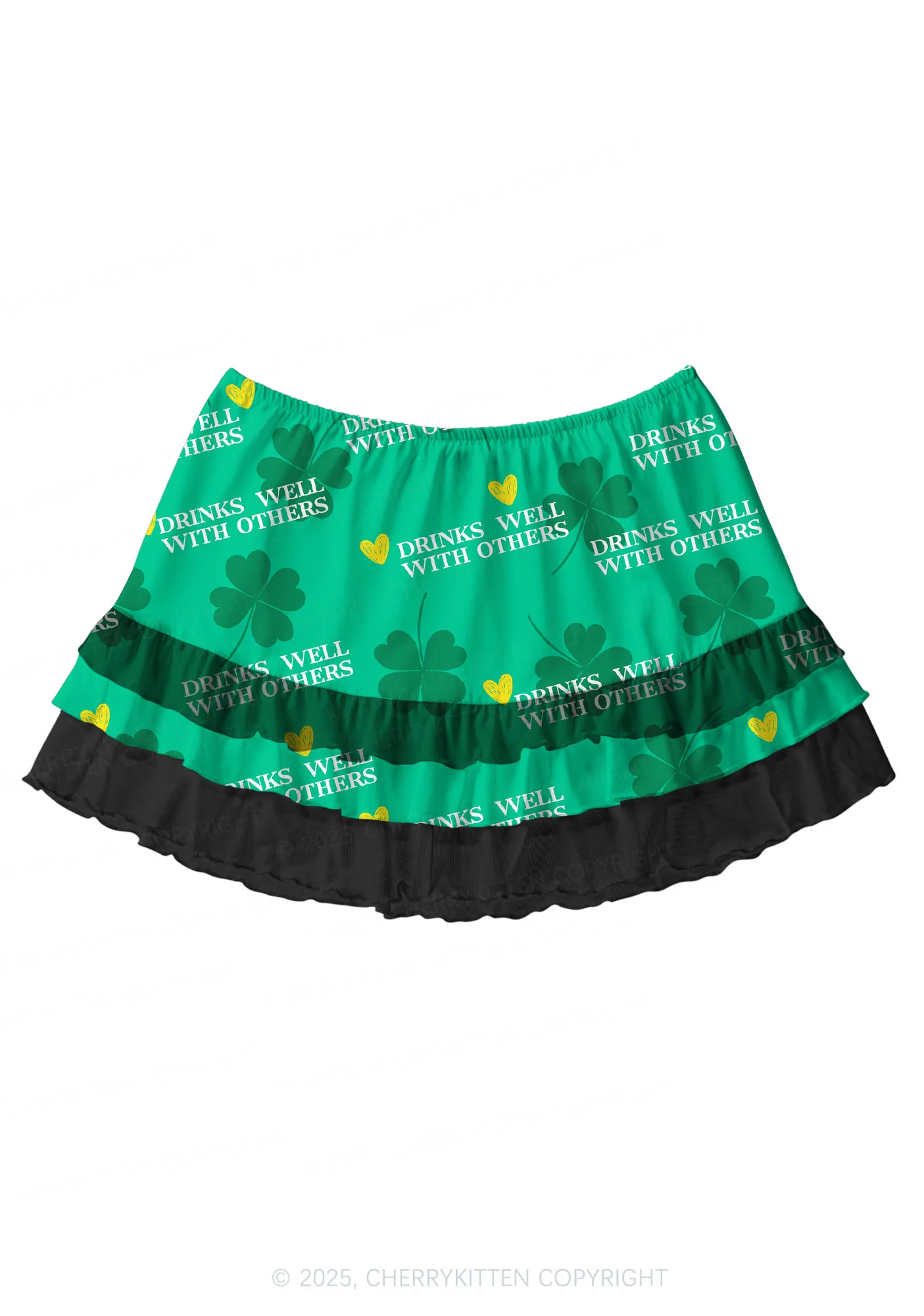 Drinks Well With Others St Patricks Y2K Print Mini Layered Skirt Cherrykitten