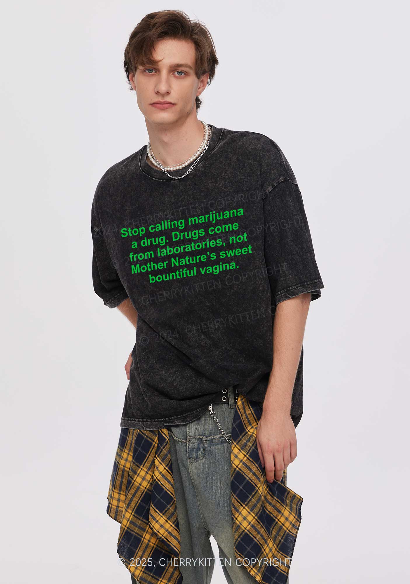 Drxgs Come From Lab Y2K Washed Tee Cherrykitten - Image 2