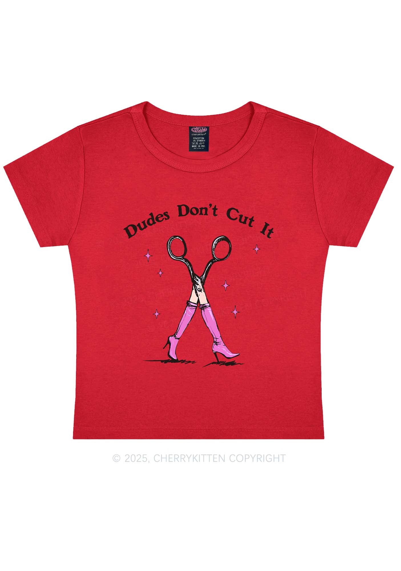 Dudes Dont Cut It Y2K Baby Tee Cherrykitten - Image 7