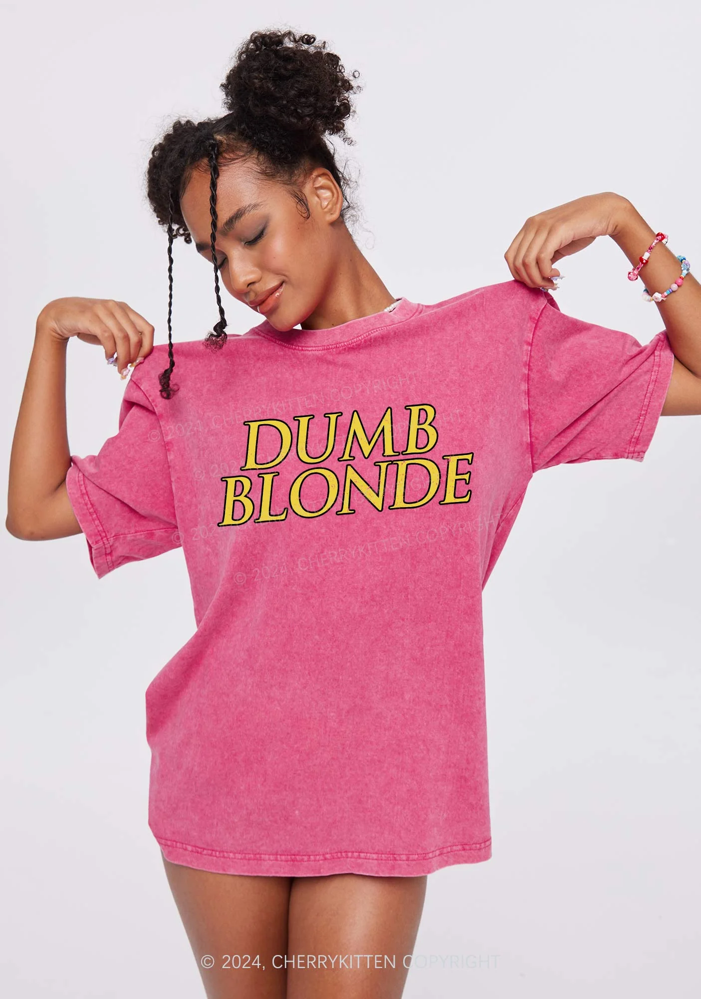 Dumb Blonde Y2K Washed Tee Cherrykitten - Image 2