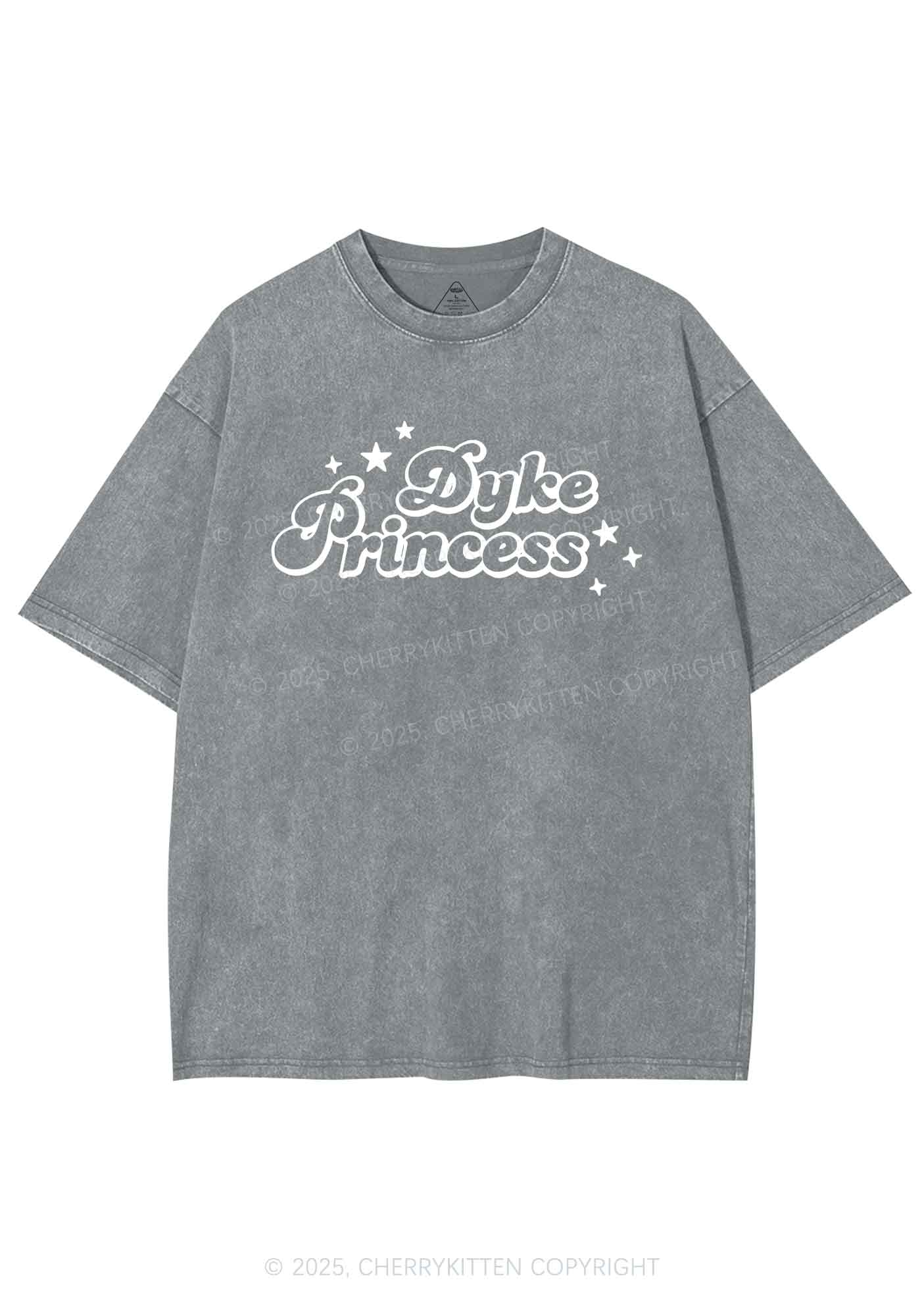 Dyke Princess Pride Y2K Shirts Washed Tee Cherrykitten - Image 6