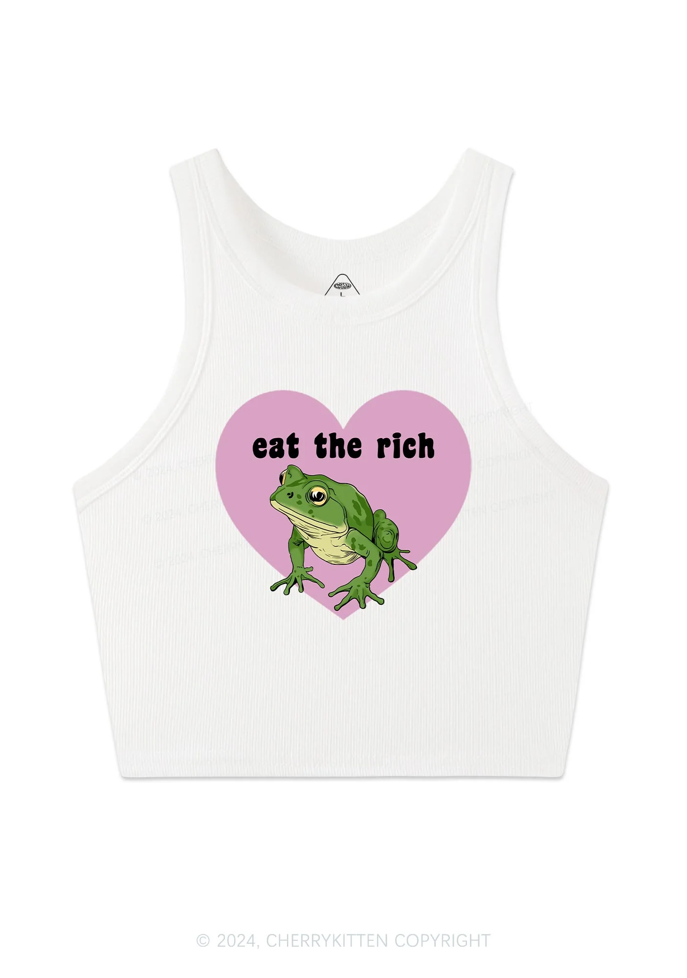 Eat The Rich Frog Y2K Crop Tank Top Cherrykitten