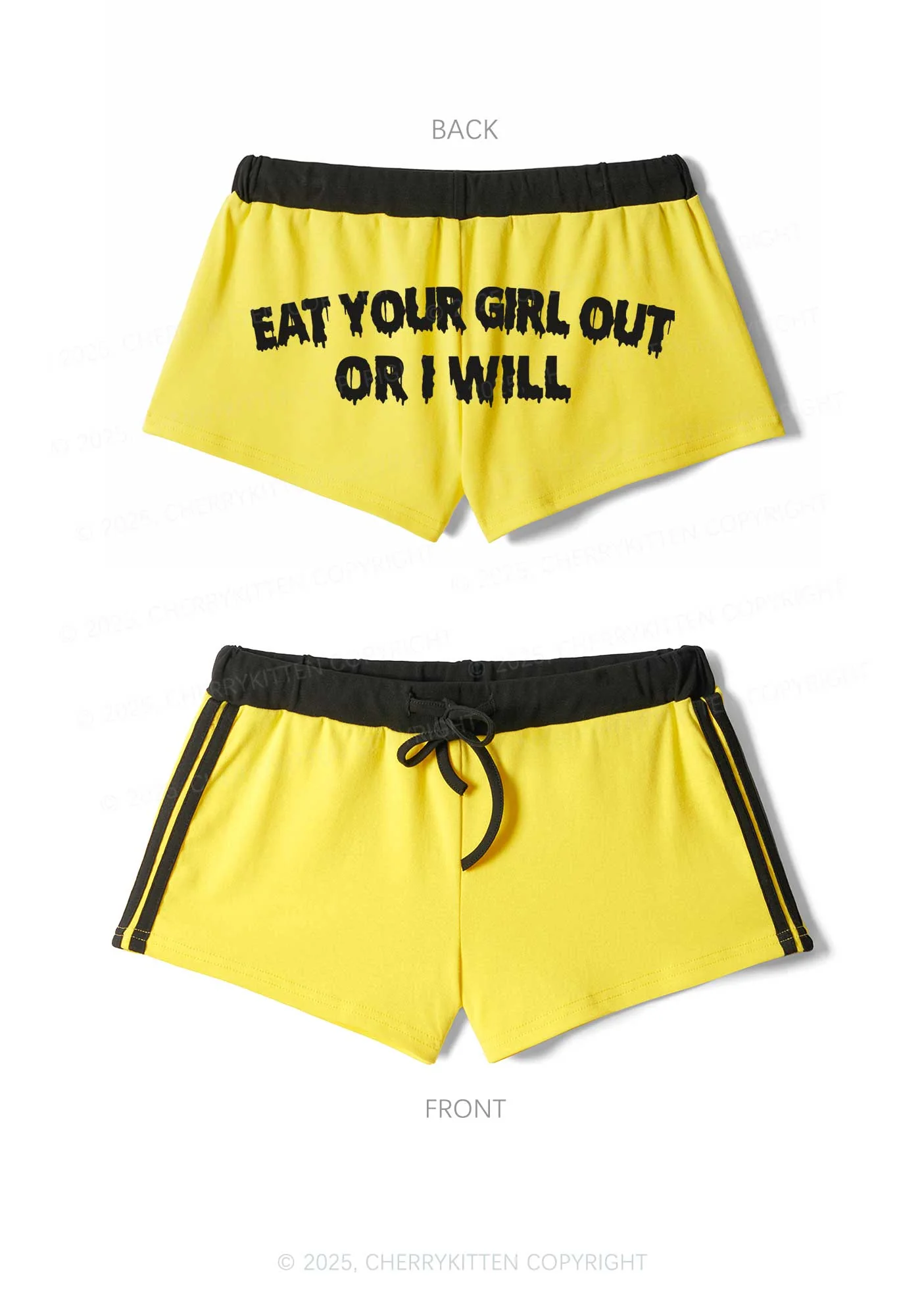 Eat Your Girl Out Y2K Drawstring Mini Shorts Cherrykitten - Image 3