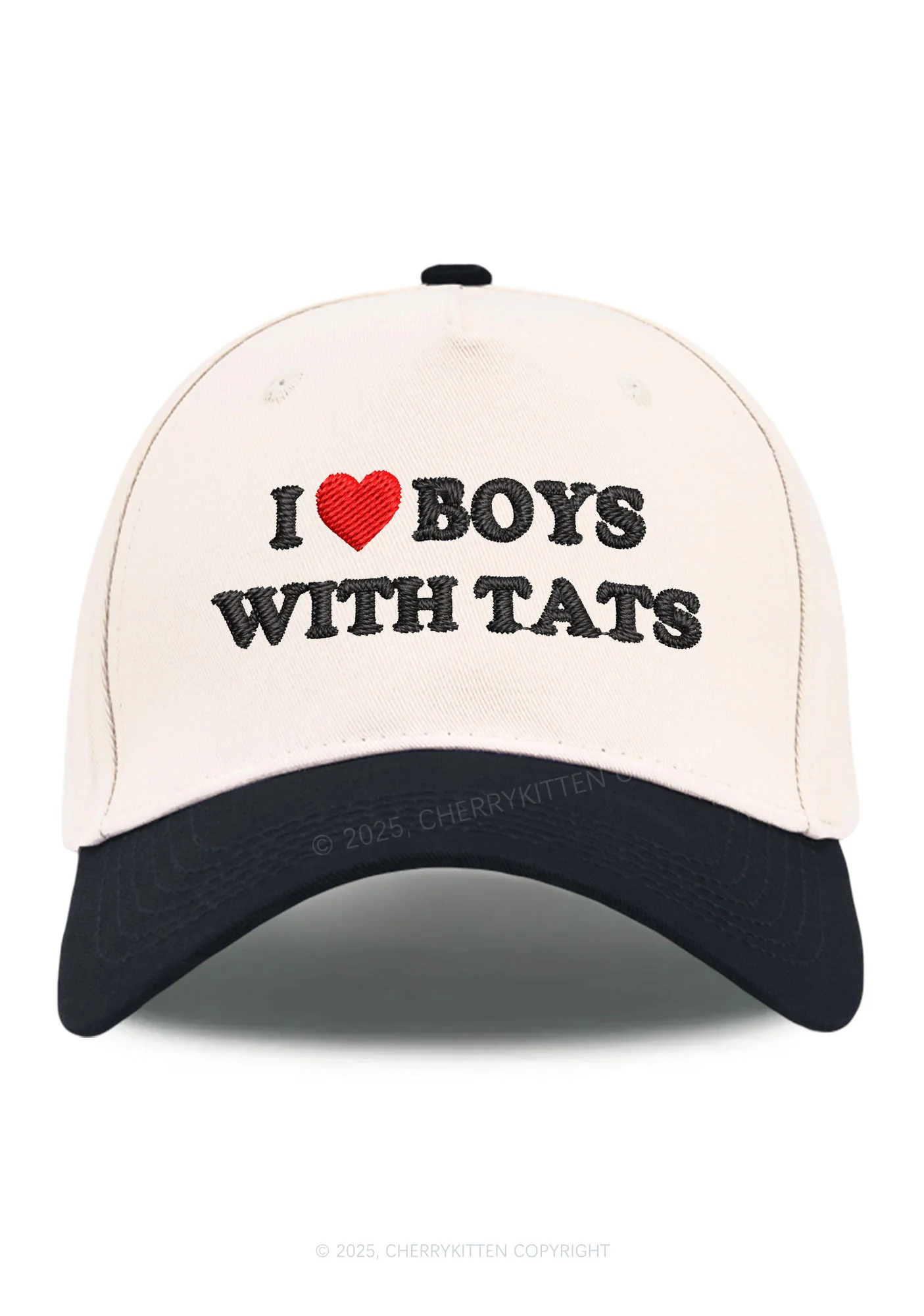 Embroidered I Love Boys With Tats Y2K Color Block Baseball Cap Cherrykitten