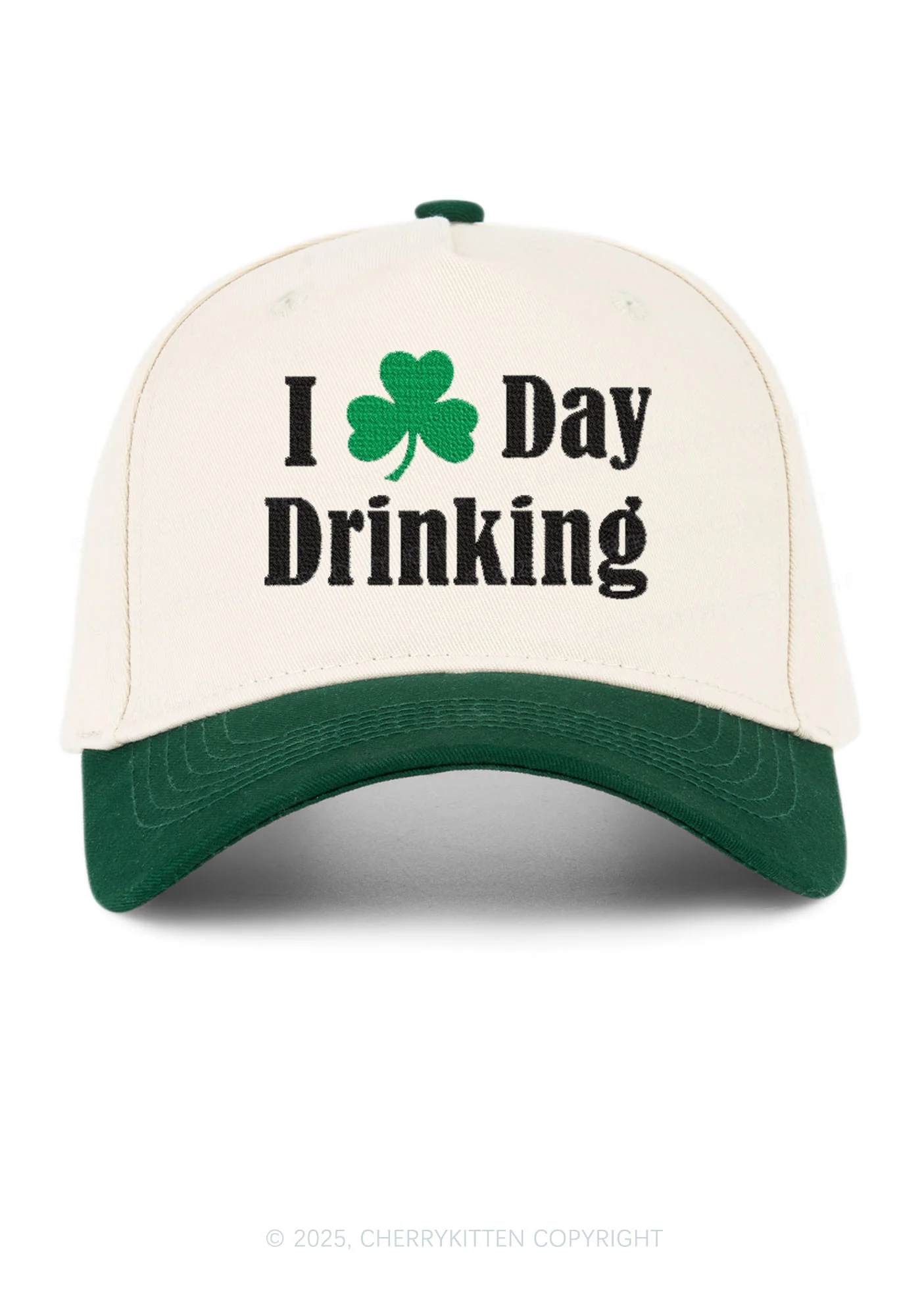 Embroidered I Love Day Drinking St Patricks Y2K Color Block Baseball Cap Cherrykitten