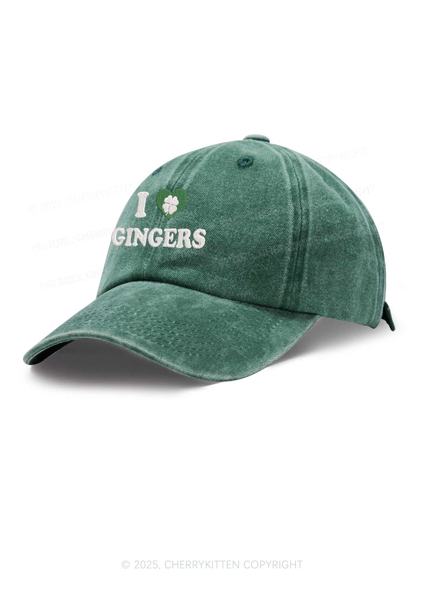 Embroidered I Love Gingers St Patricks Y2K Washed Baseball Cap Cherrykitten - Image 2