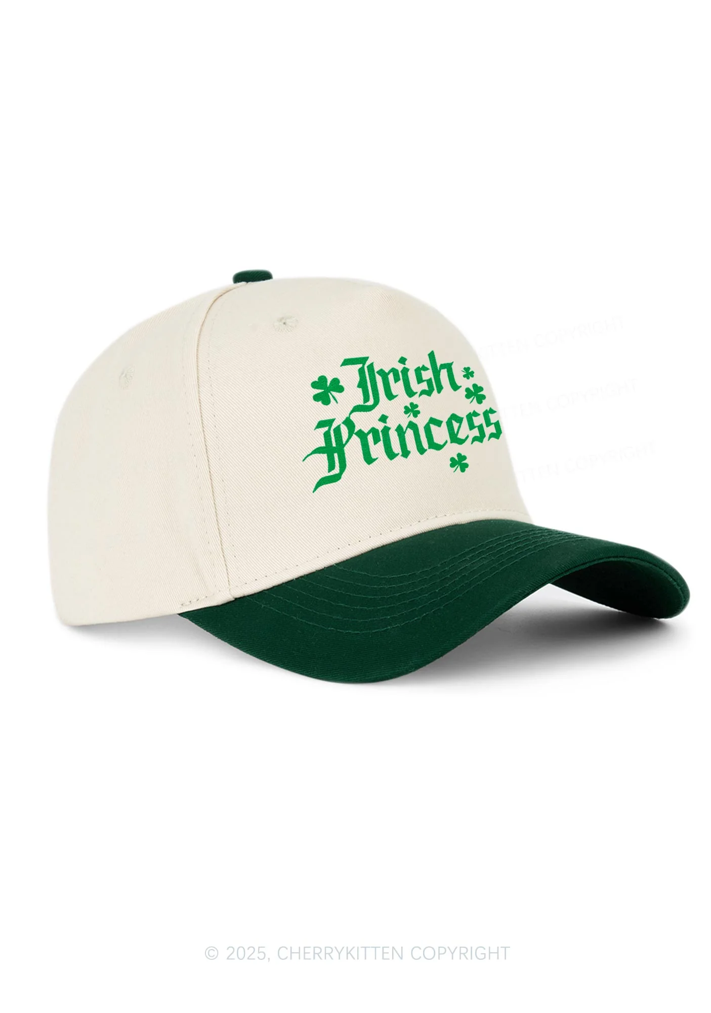 Embroidered Irish Princess St Patricks Y2K Color Block Baseball Cap Cherrykitten - Image 2