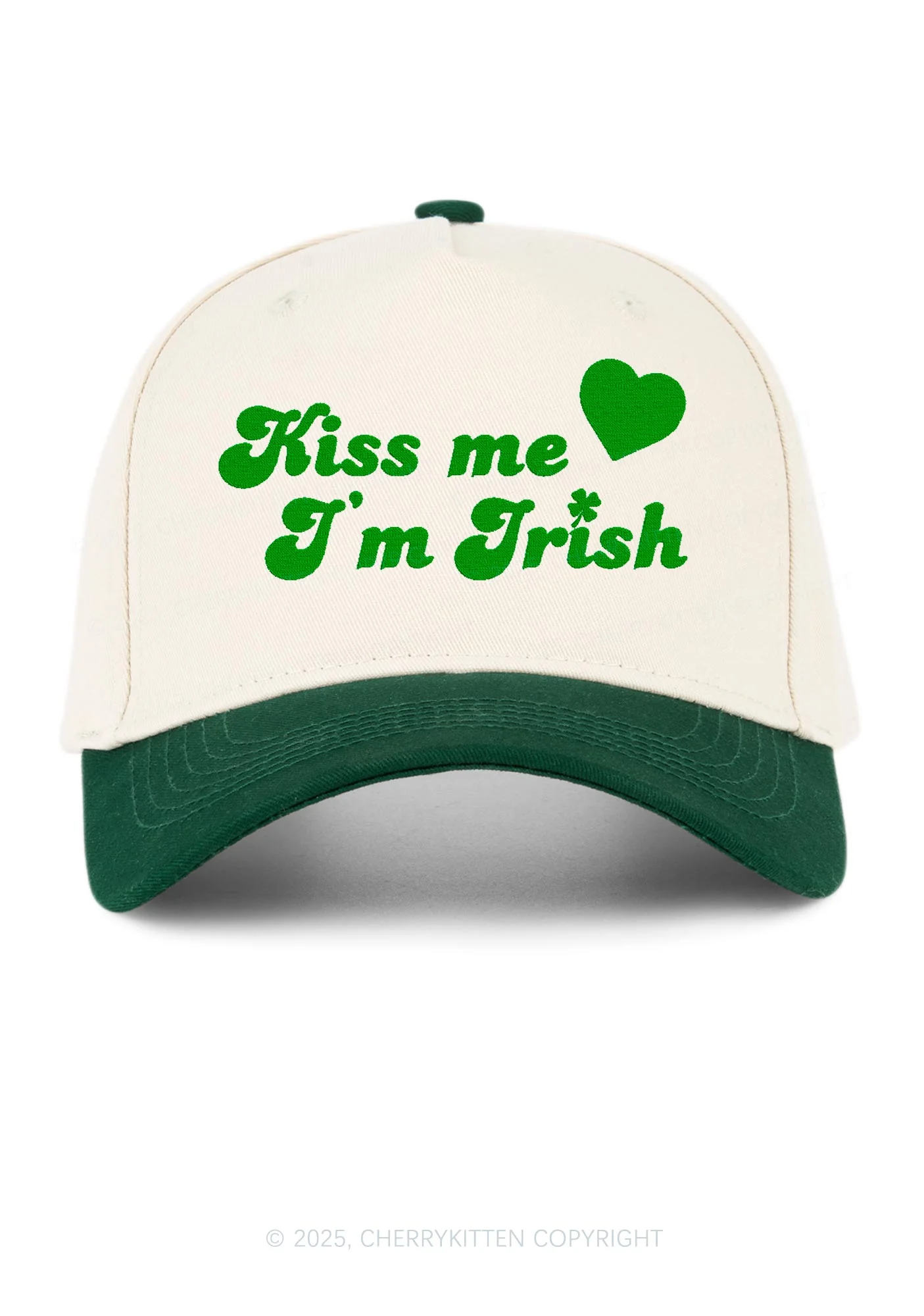 Embroidered Kiss Me Im Irish St Patricks Y2K Color Block Baseball Cap Cherrykitten